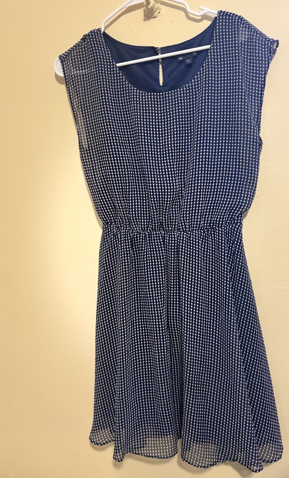 Gap Women’s Blue/White Gingham Scoop Neck Cap Sleeve A-Line Dress Size M