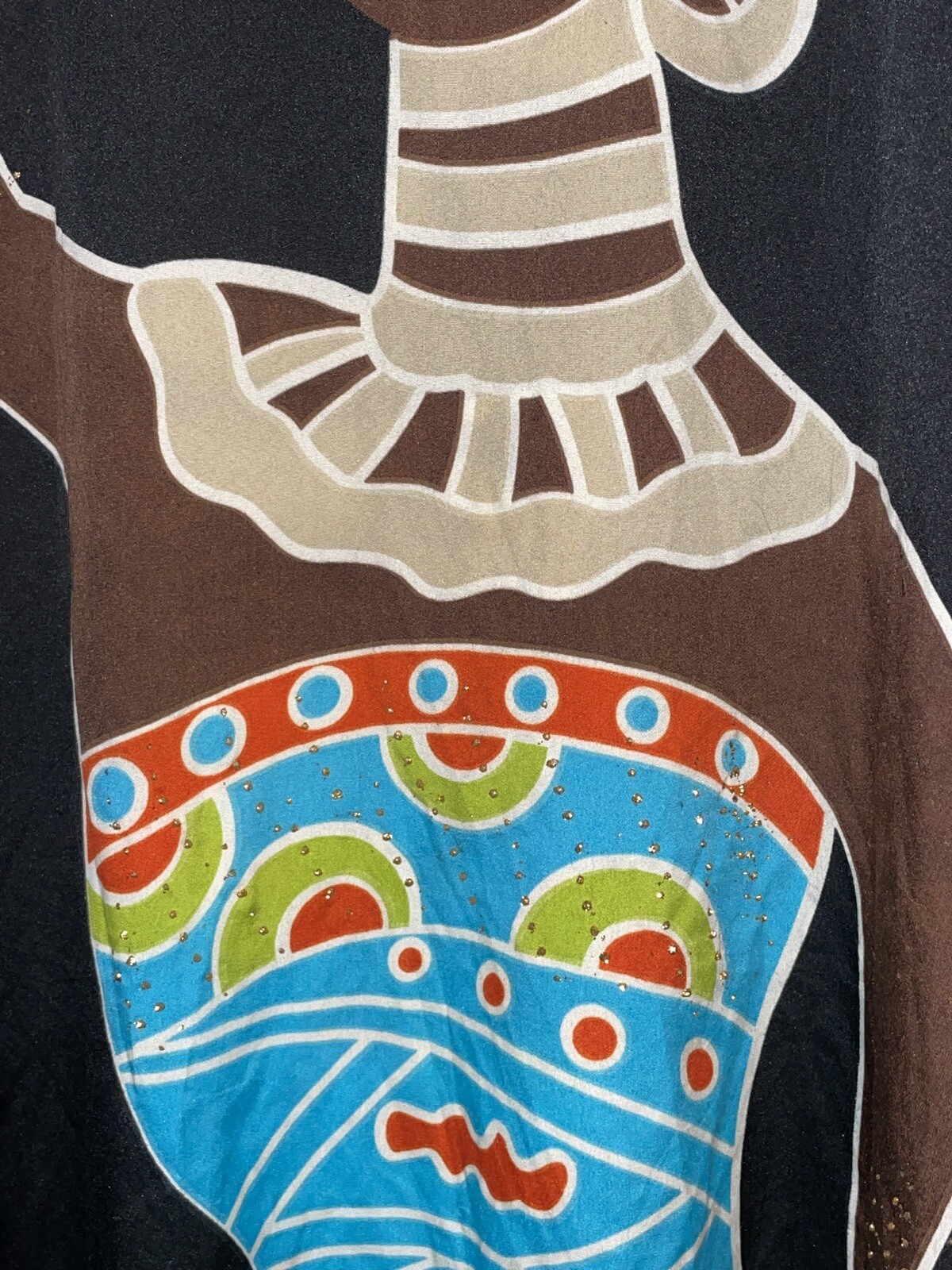 Seven Islands Muumuu Dress Caftan Kimono Black African Theme One Size M L XL XXL