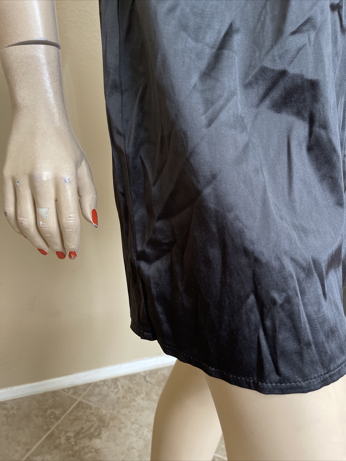Women’s Black Polyester Cocktail Open Pleated Strap Zipper Size S Dress Sundress
