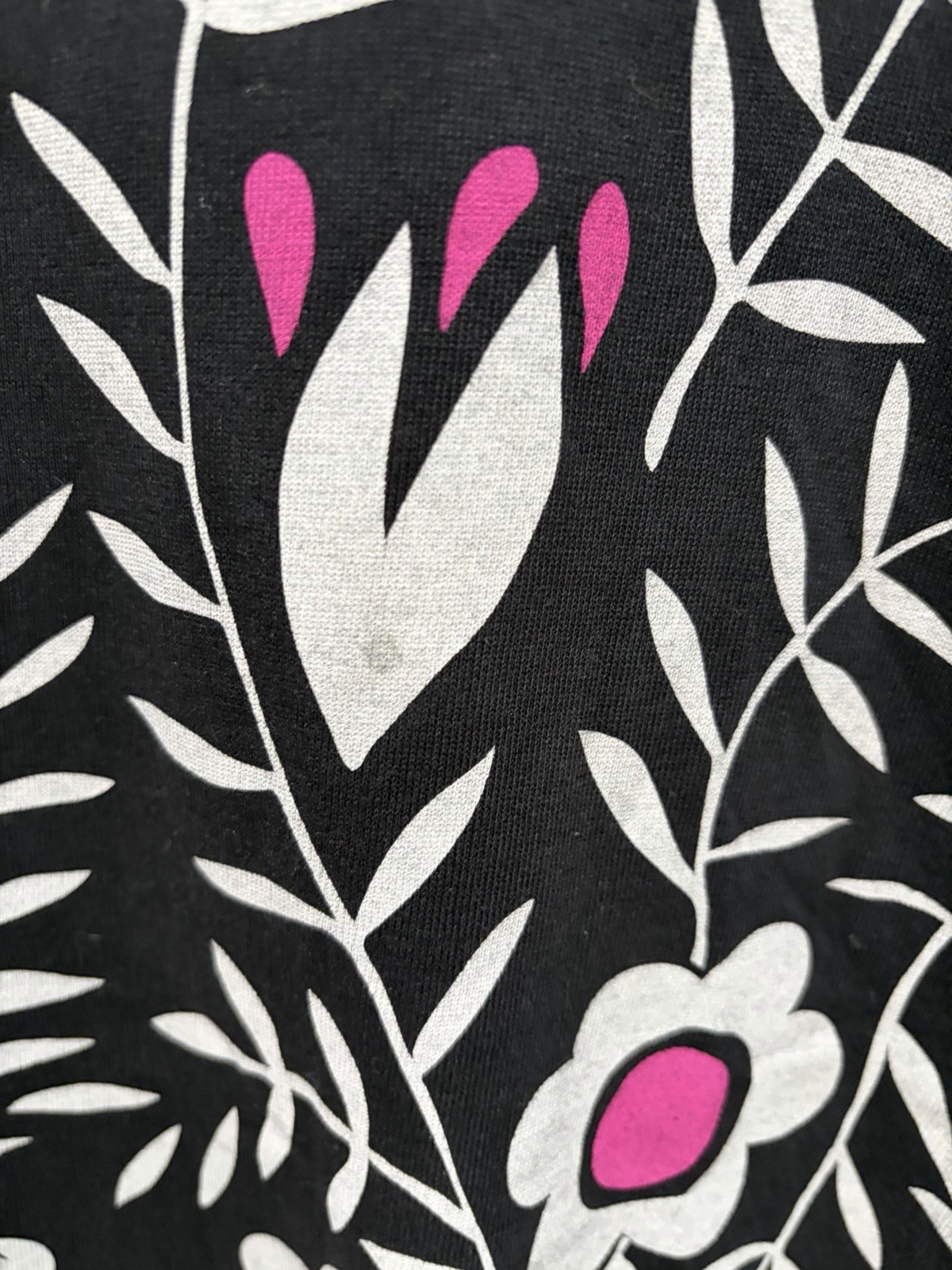 Gudrun Sjoden size Small Black Long Sleeve Dress Grey Flowers Organic Cotton