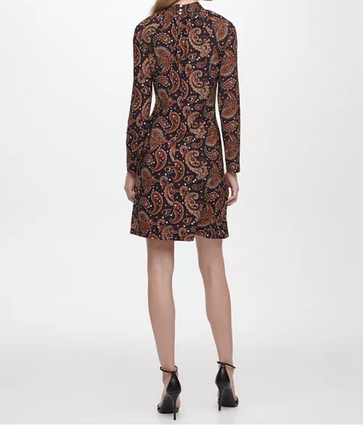Tommy Hilfiger Paisley Smocked Mock Neck Dress Size 4 Elegant Summer Chic $129