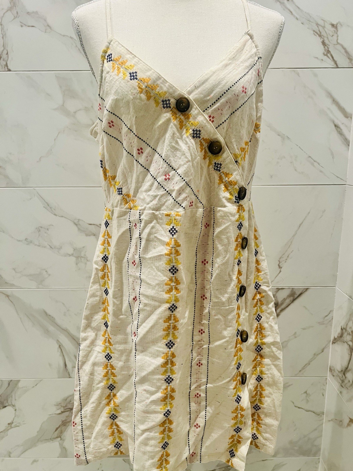 Boho En Crème Embroidered Boho Mini Dress Size L