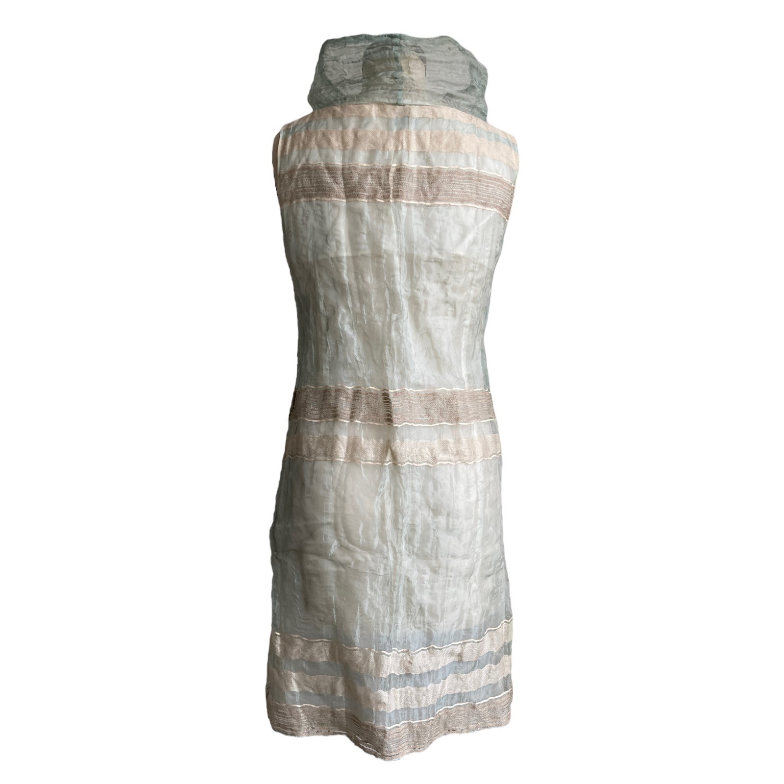 gianfranco ferré studio y2k mint green & silver turtleneck shift dress