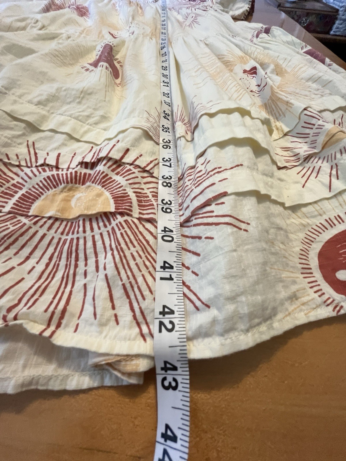Urban Outfitters Boho Sun Moon Eclipse Dress Tiered Midi Lined Women Sz SM 43″