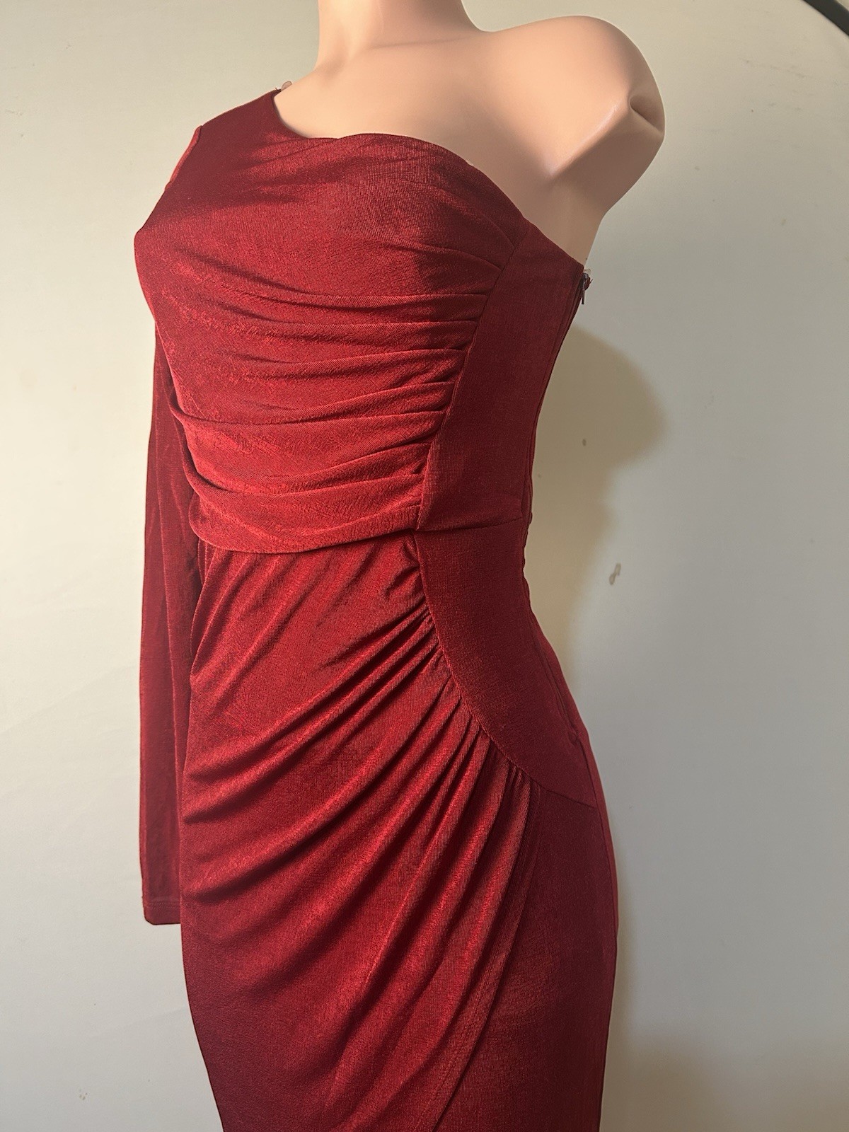 Fiestar Women’s One Shoulder Ruched Formal Maxi Party Dress Size Large