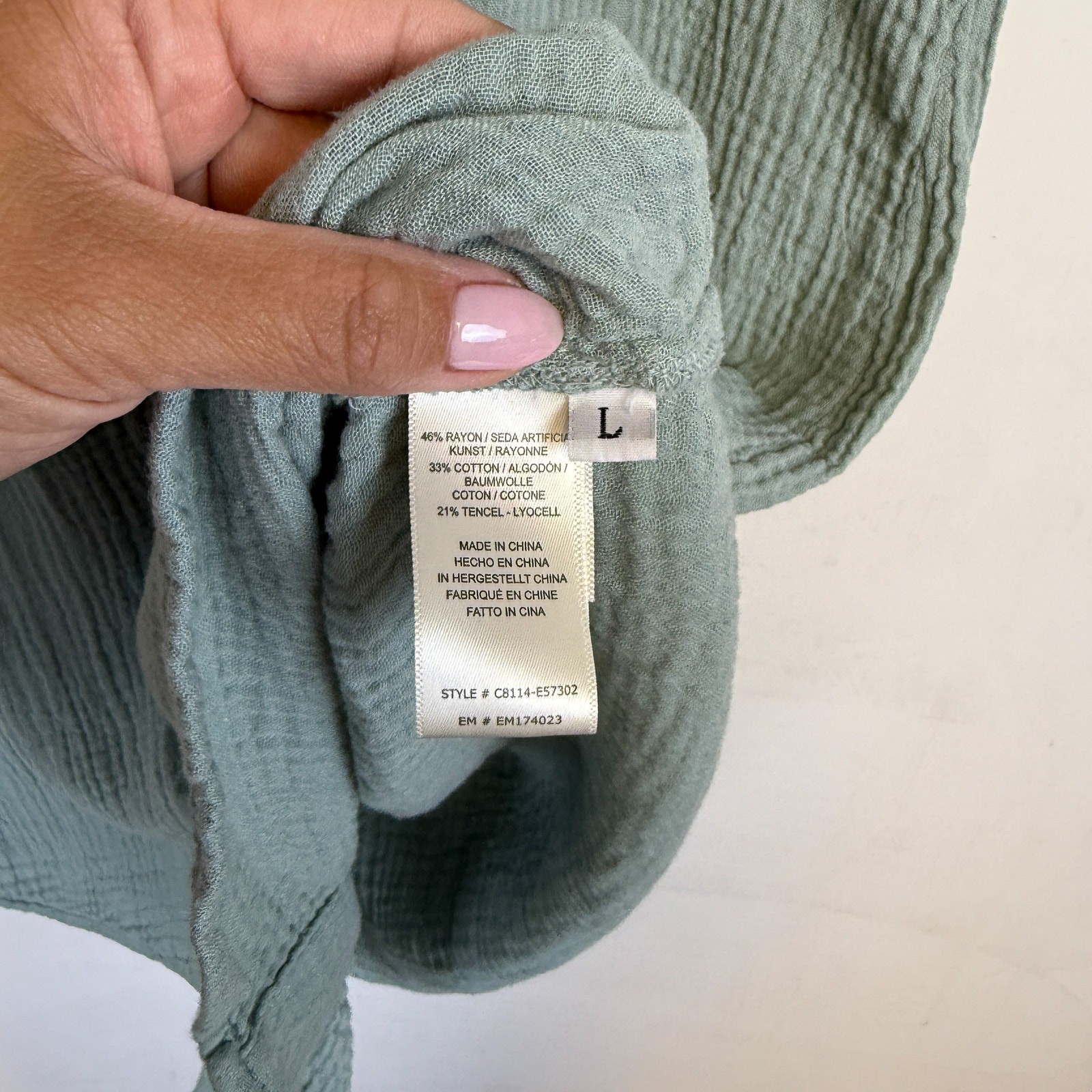 Cloth & Stone Sage Green Gauzy Button-up Shirt Dress Cotton Tencel – L