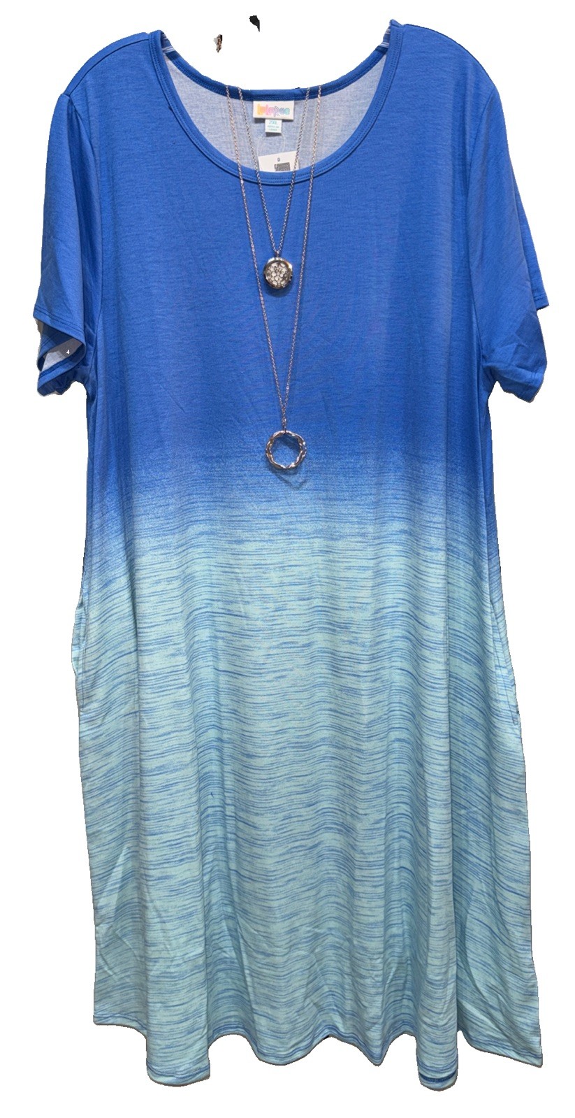 NWT LuLaRoe 2XL Bright Blue To Light Blue Ombré Jessie Swing Dress (ELSA FROZEN)
