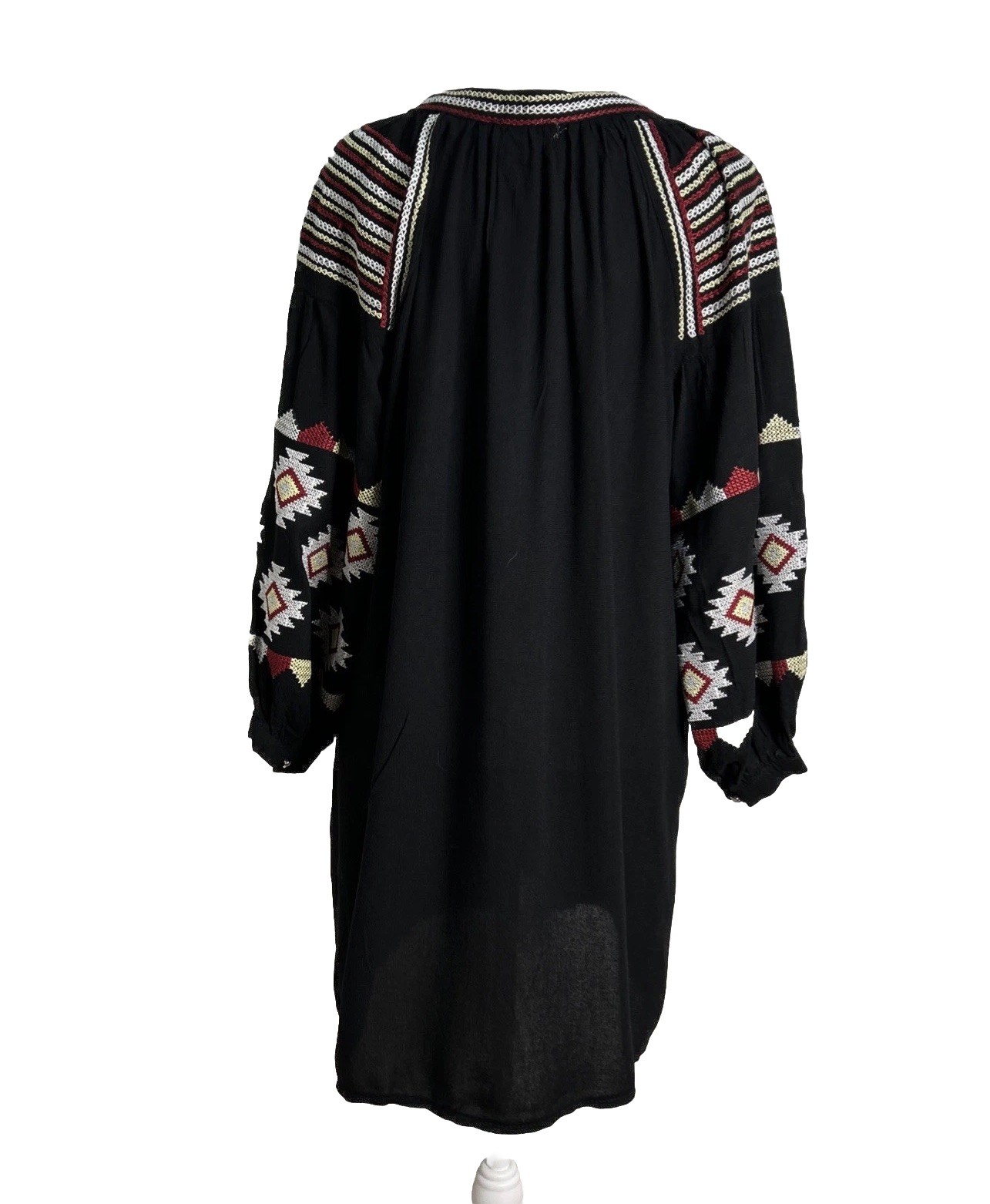 Velzera Aztec Bohemian Tunic Mini Dress Women Med. Festival Hippie Embroidered ￼