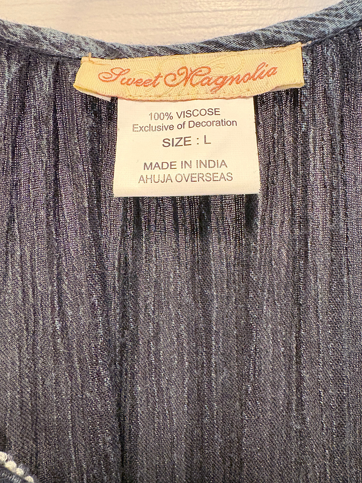 Sweet Magnolia Embellished Boho Prairie Beaded Blue Gray Maxi Dress L