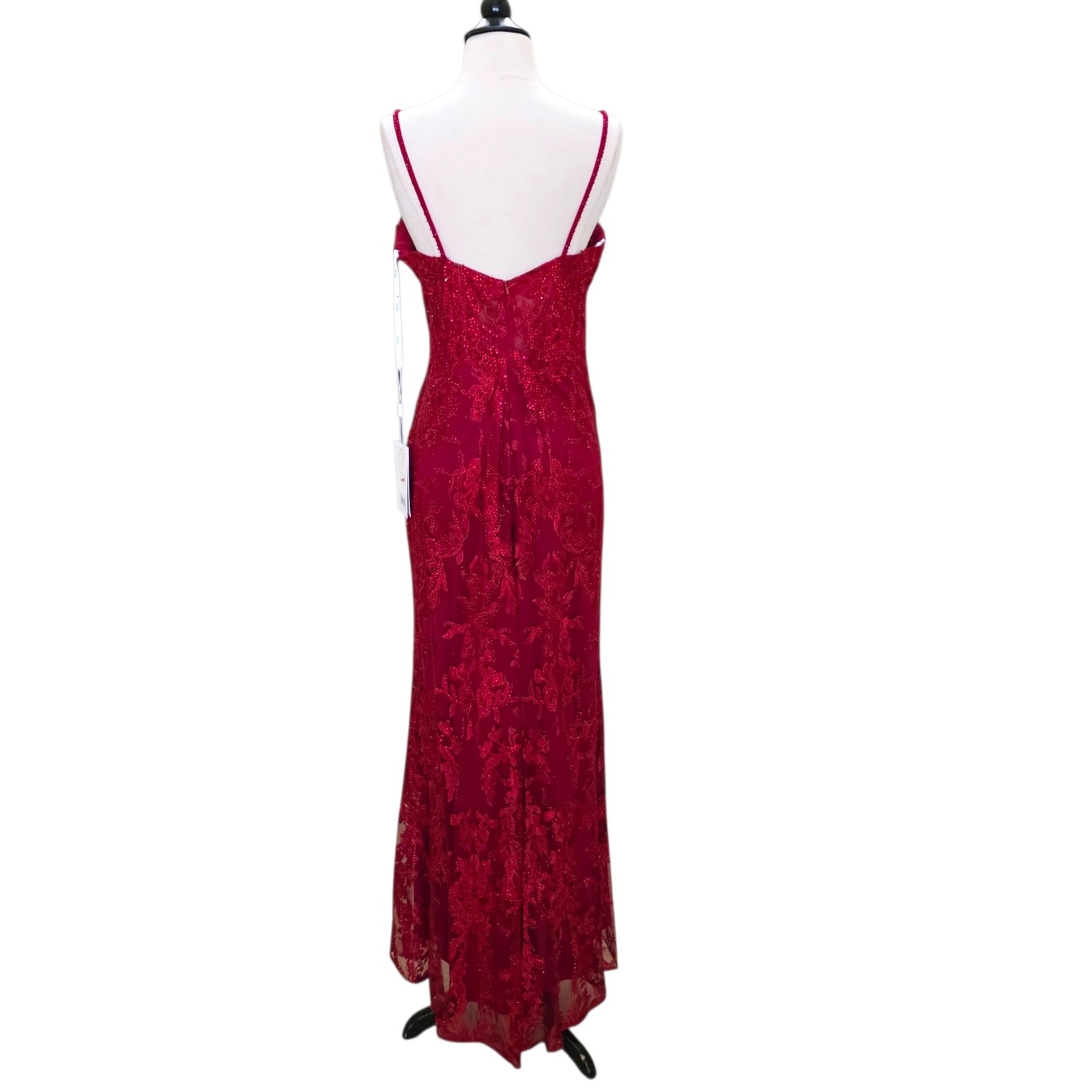 Mac Duggal 20330 Red Beaded Formal Dress Embroidered Evening Gown Maxi 12