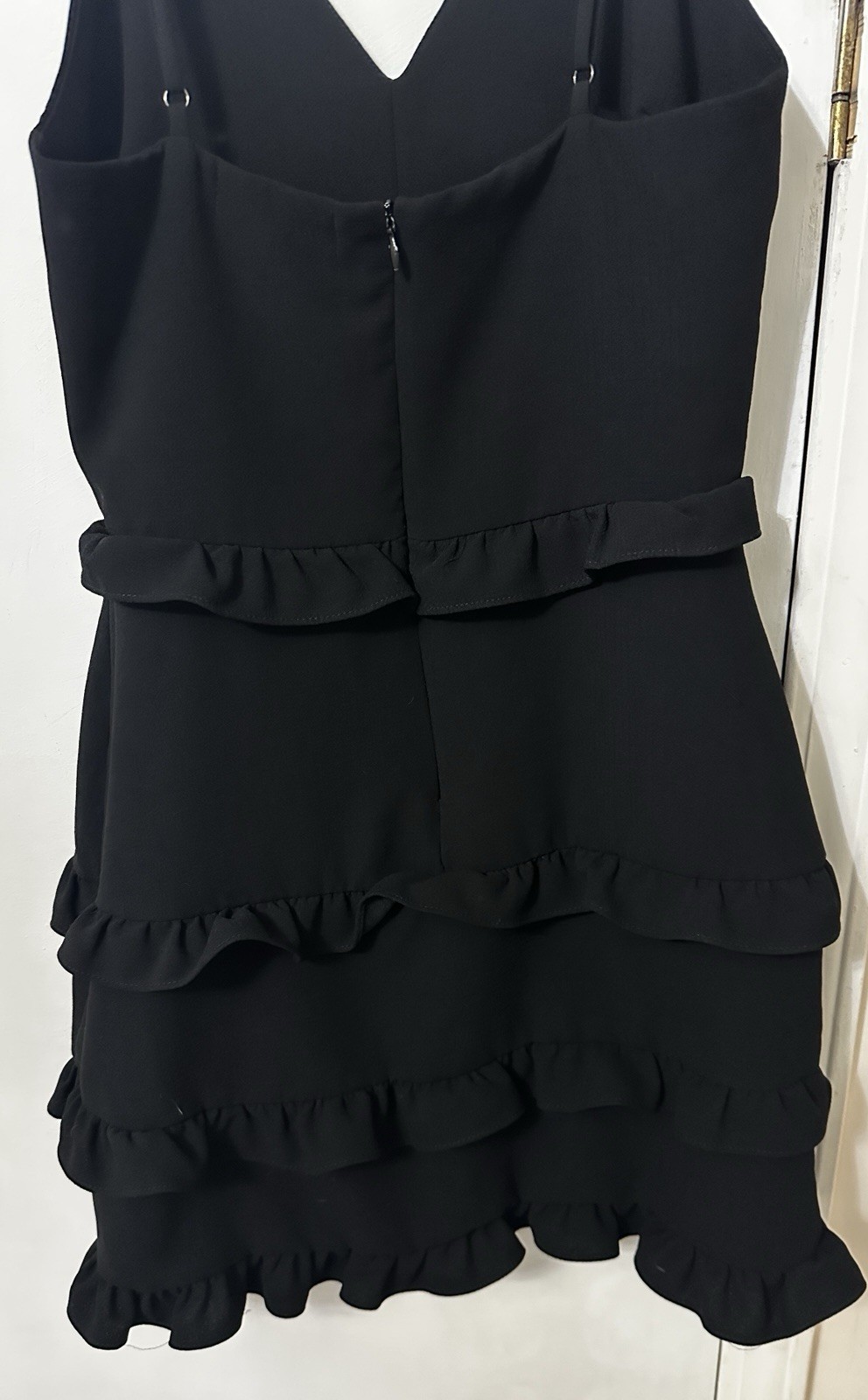 Pants Store Black Ruffle Tiered Spaghetti Strap Mini Dress