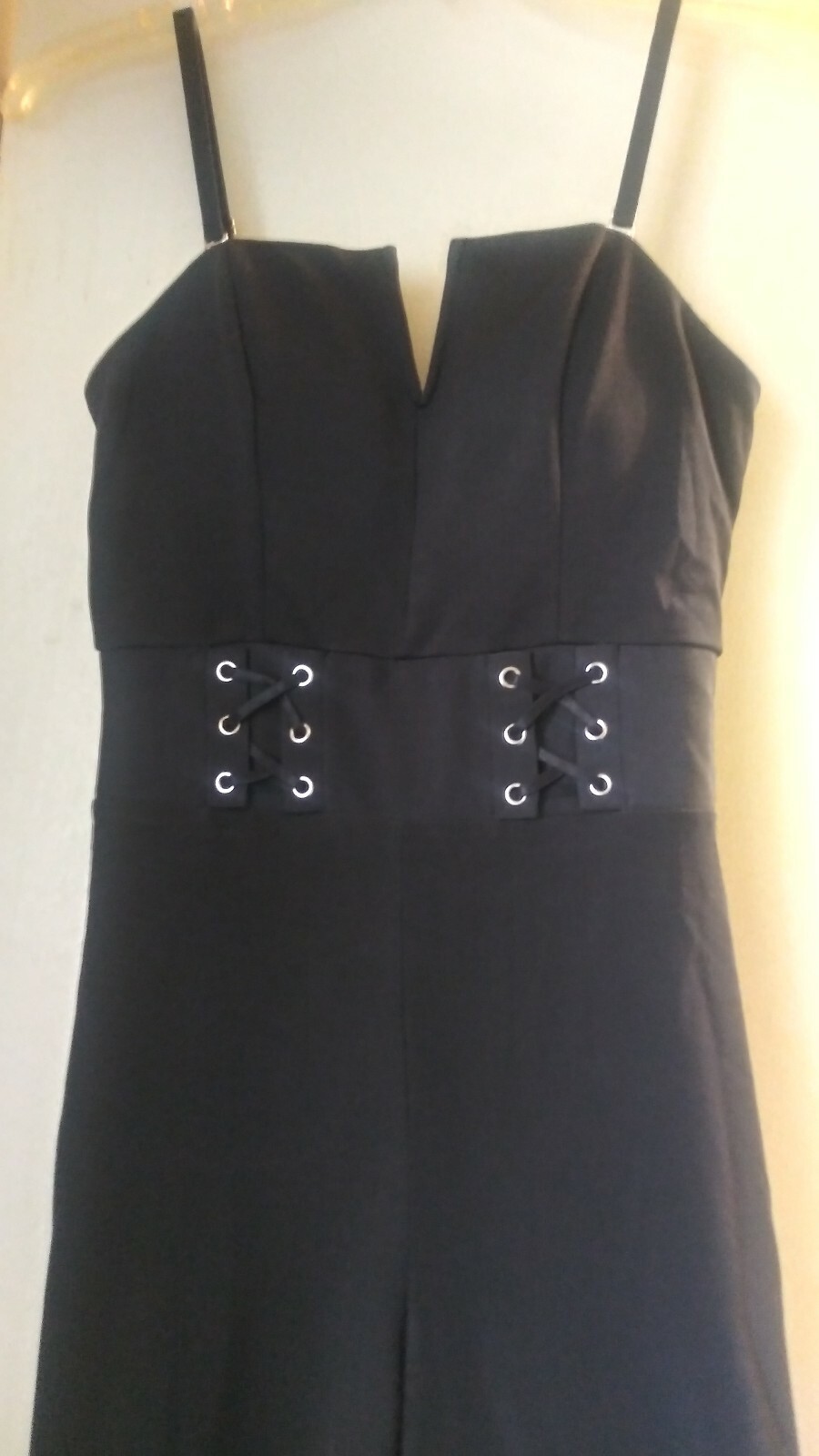 Black Satin Jumper pant dress – Size M – Work or casual – Material Girl -Juniors