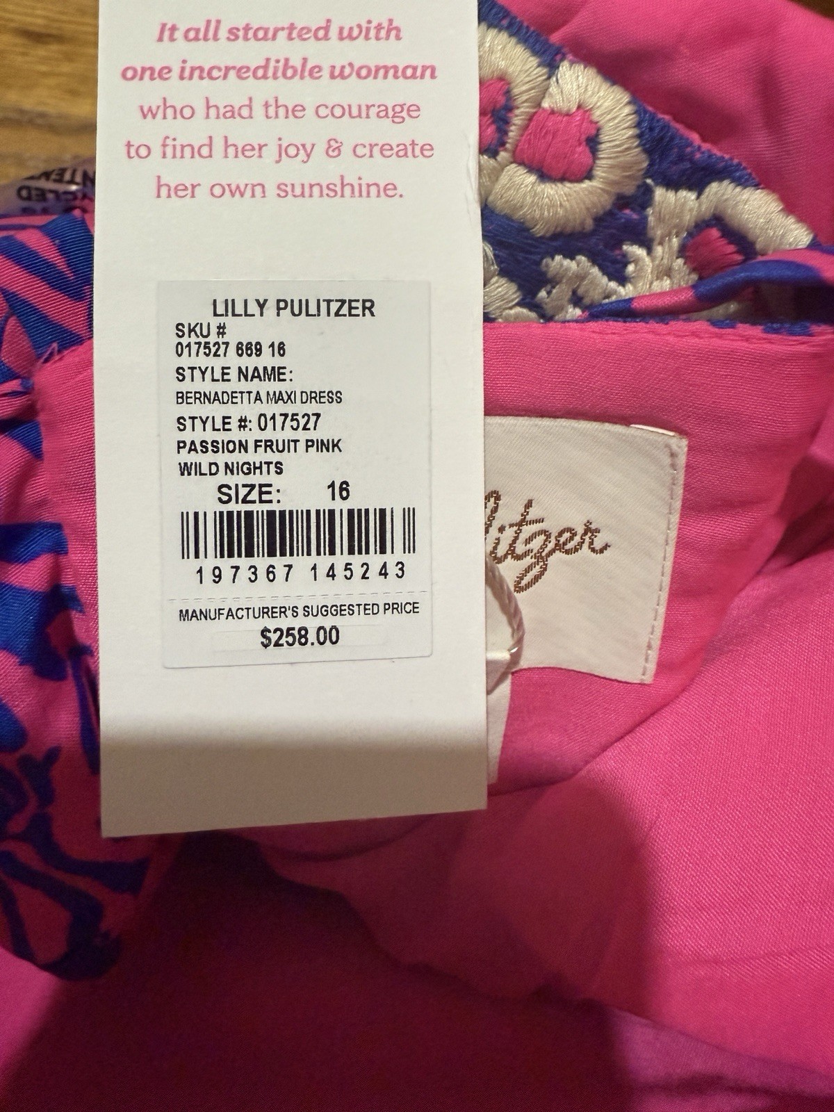 NWT LILLY PULITZER Bernadetta Maxi Dress Passion Fruit Pink Wild Nights Size 16
