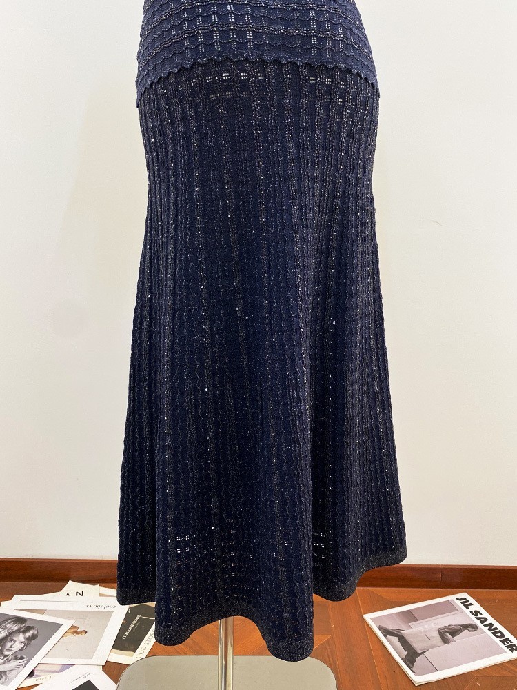 🎁AUTHENTIC Sandro Women Round Neck Rhinestone Crochet Knitted Evening Dress SML