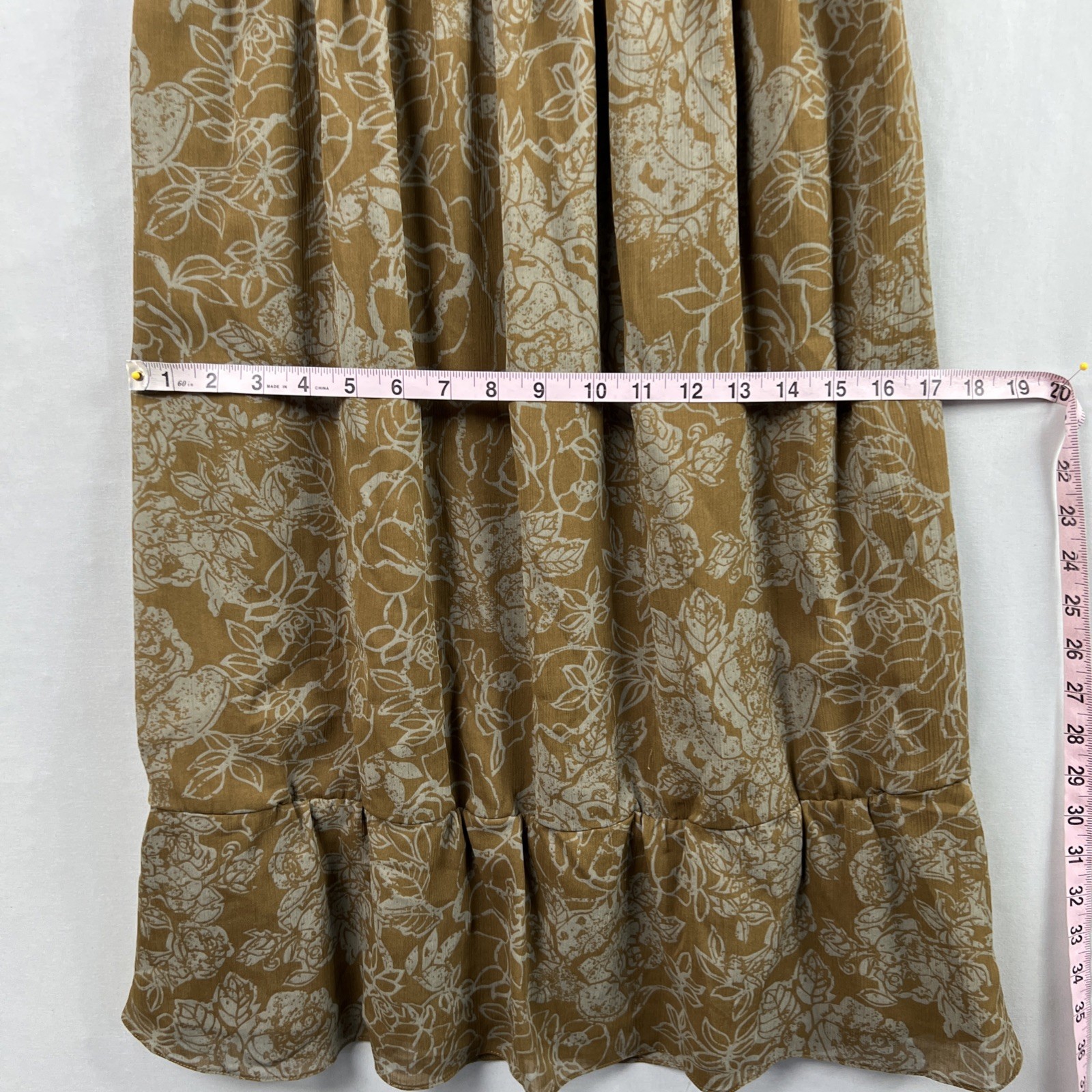 To The Max Dress Size 6 Brown Floral Empire Waist Knee Length Ruffled Boho