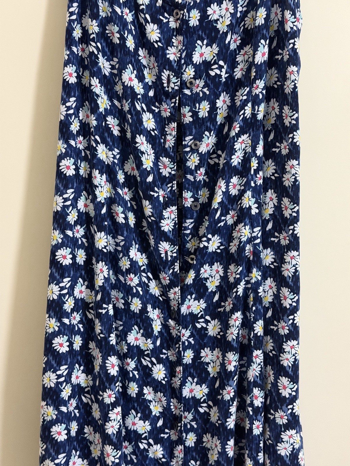Hollister Blue Floral Strap Sundress Midi Button Down Sz M