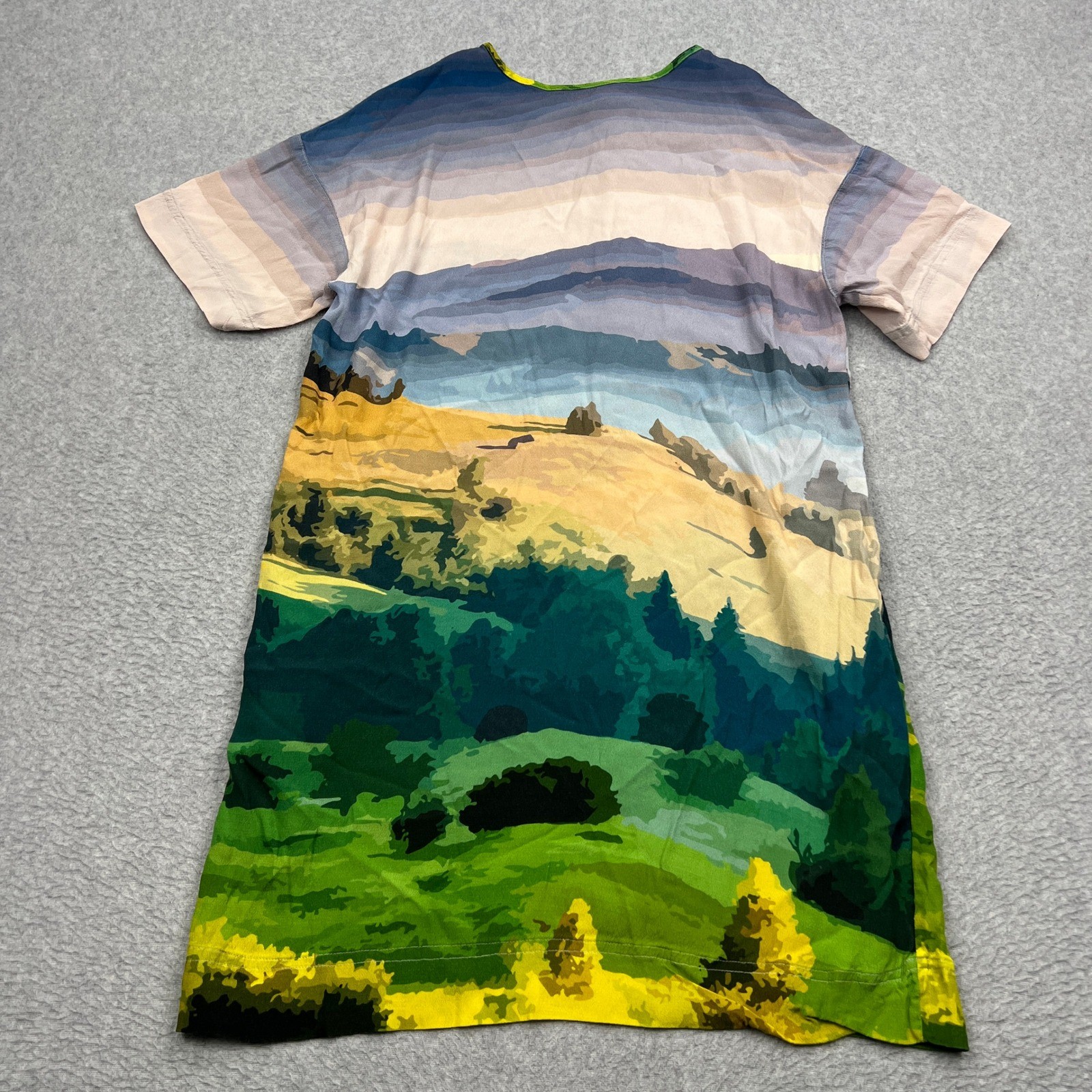 THE KIT Maya Dress Womens XS Multicolor Viscose Mountain Landscape Print Pockets