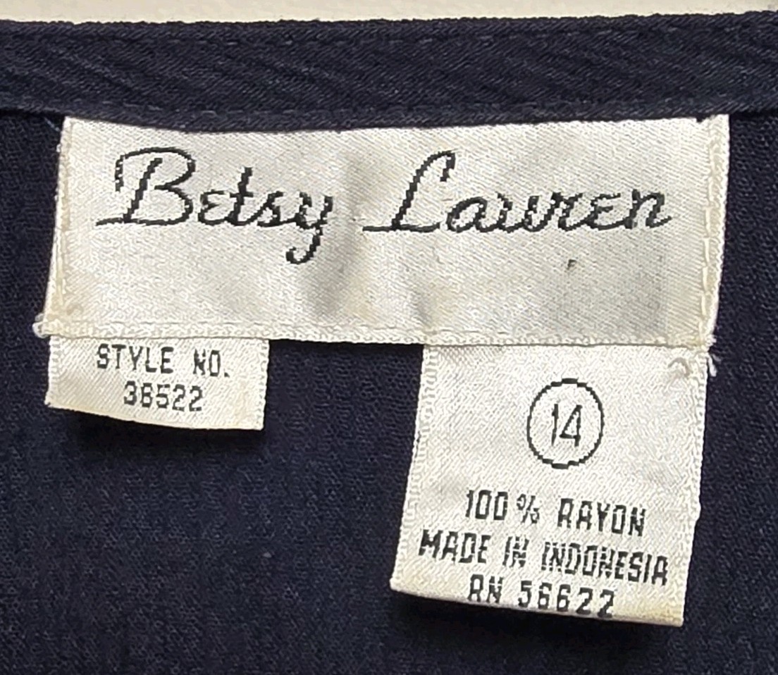 Betsy Lauren Blue Maxi Dress Size 14 Cottage Core Rayon Short Sleeve