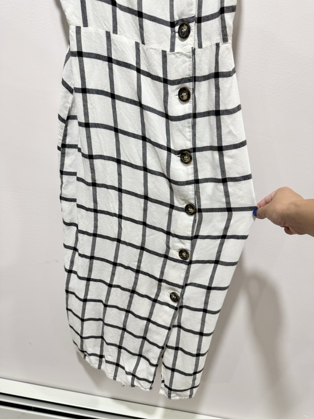 ASOS White Black Grid Check Midi Cami Dress Women’s Size 4 Sleeveless