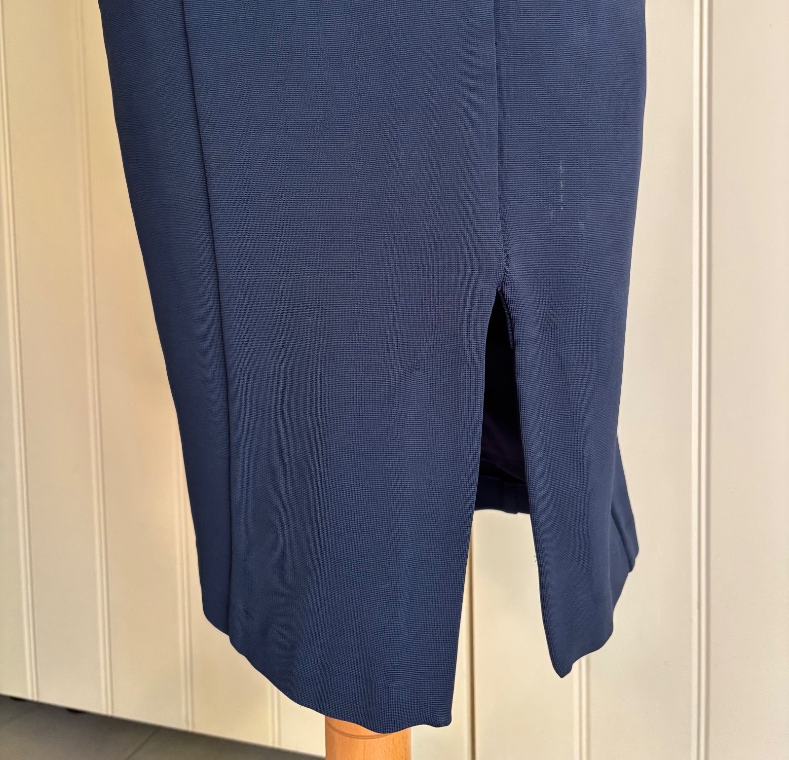 DRESS Kookai Bodycon Midi Navy Stretch Sleeveless Deep V-neck Racer back Sz 38