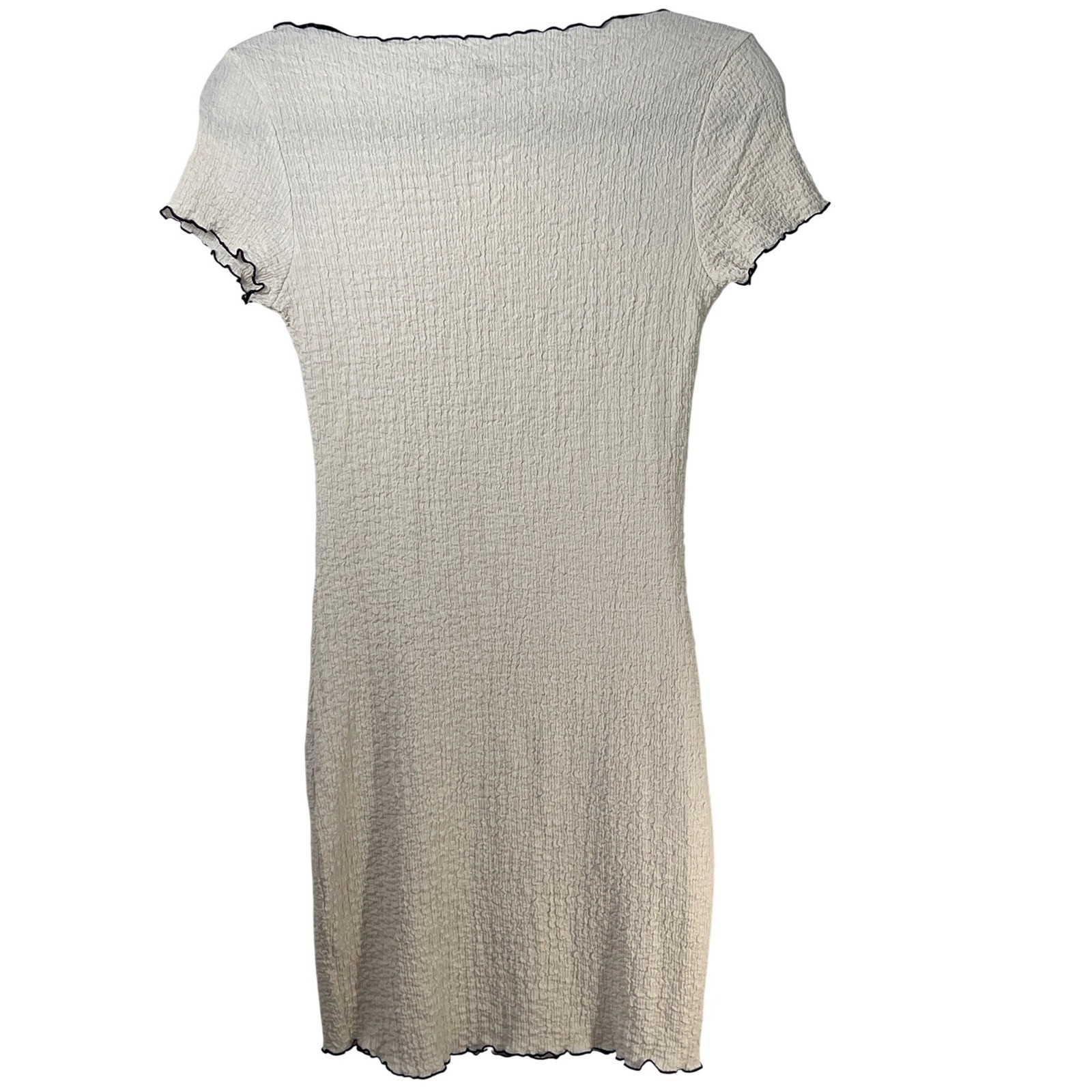 NWT H&M Fitted Stretchy Cream Mini Short Sleeve Dress Cottage Small Chic Party