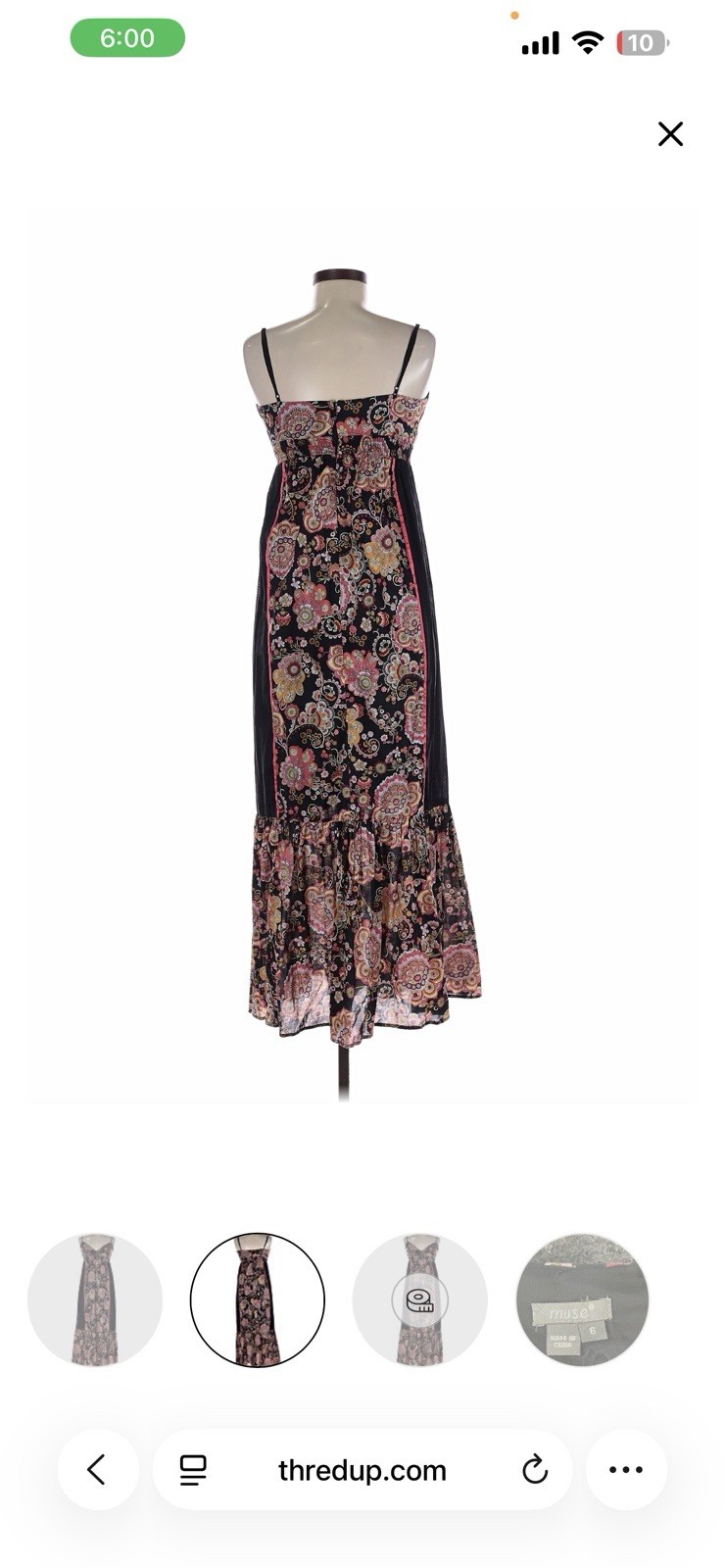 Boston Proper Muse Women’s Black Paisley V-Neck Strappy Maxi Dress Size 2