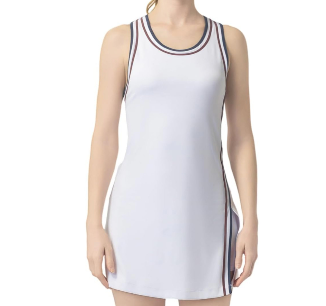 NWT (M) LEAPSTRIDE ATHLETIC DRESS Built in bra SUPER Tight Stretch w/ Side Slit