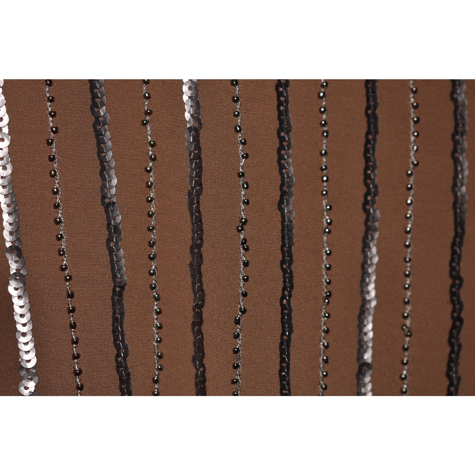 SARA BOO $99 Sequin Beaded Open Back Chiffon Blouson Dress Brown Small