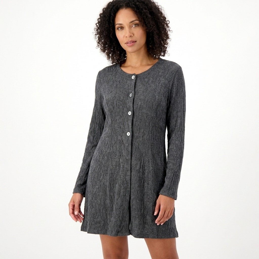 Vintage Chaus Acetate Blend Made in USA Gray Shift Short Dress Women Size L
