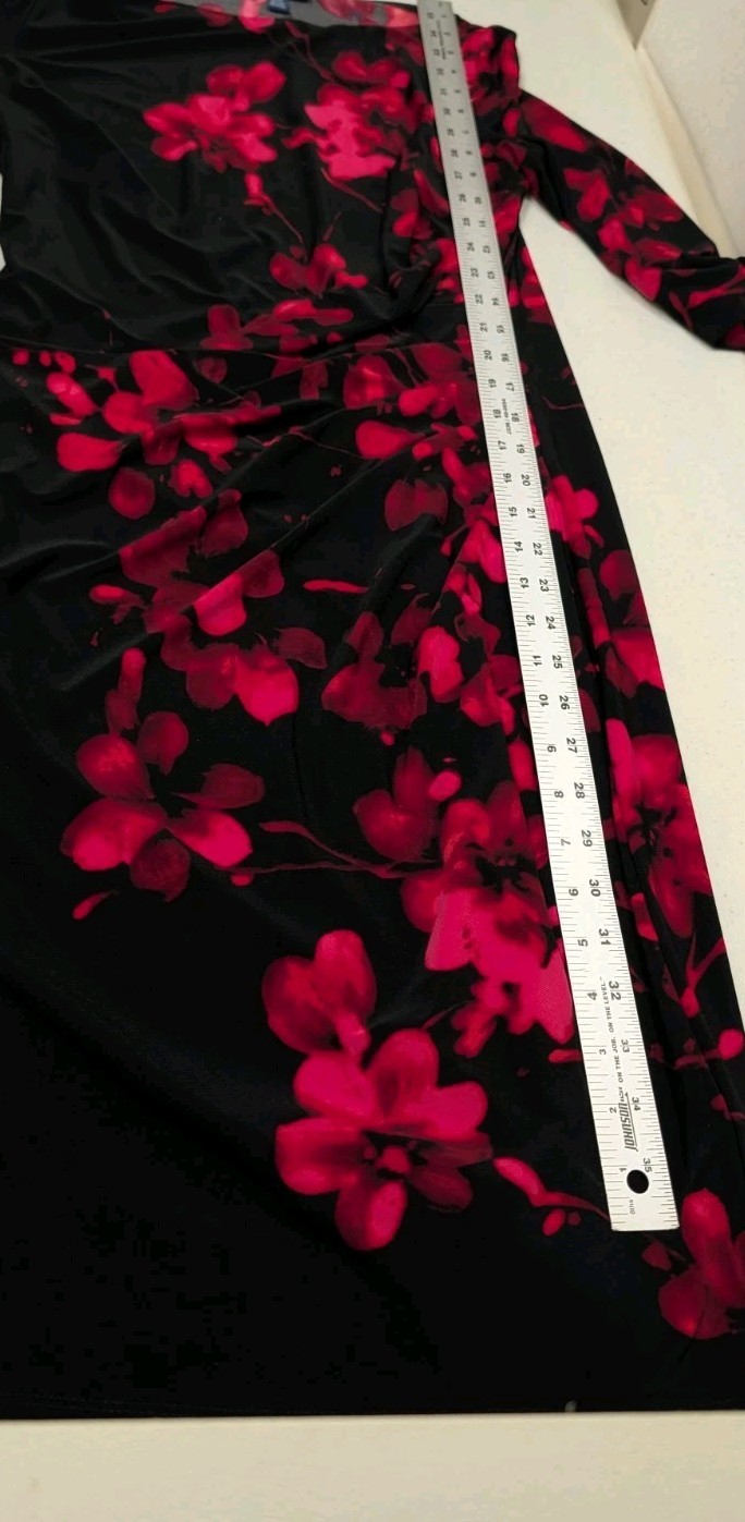 Chaps Dark Floral Sheath Long Sleeve Dress Womens M Professional Classic #drs21