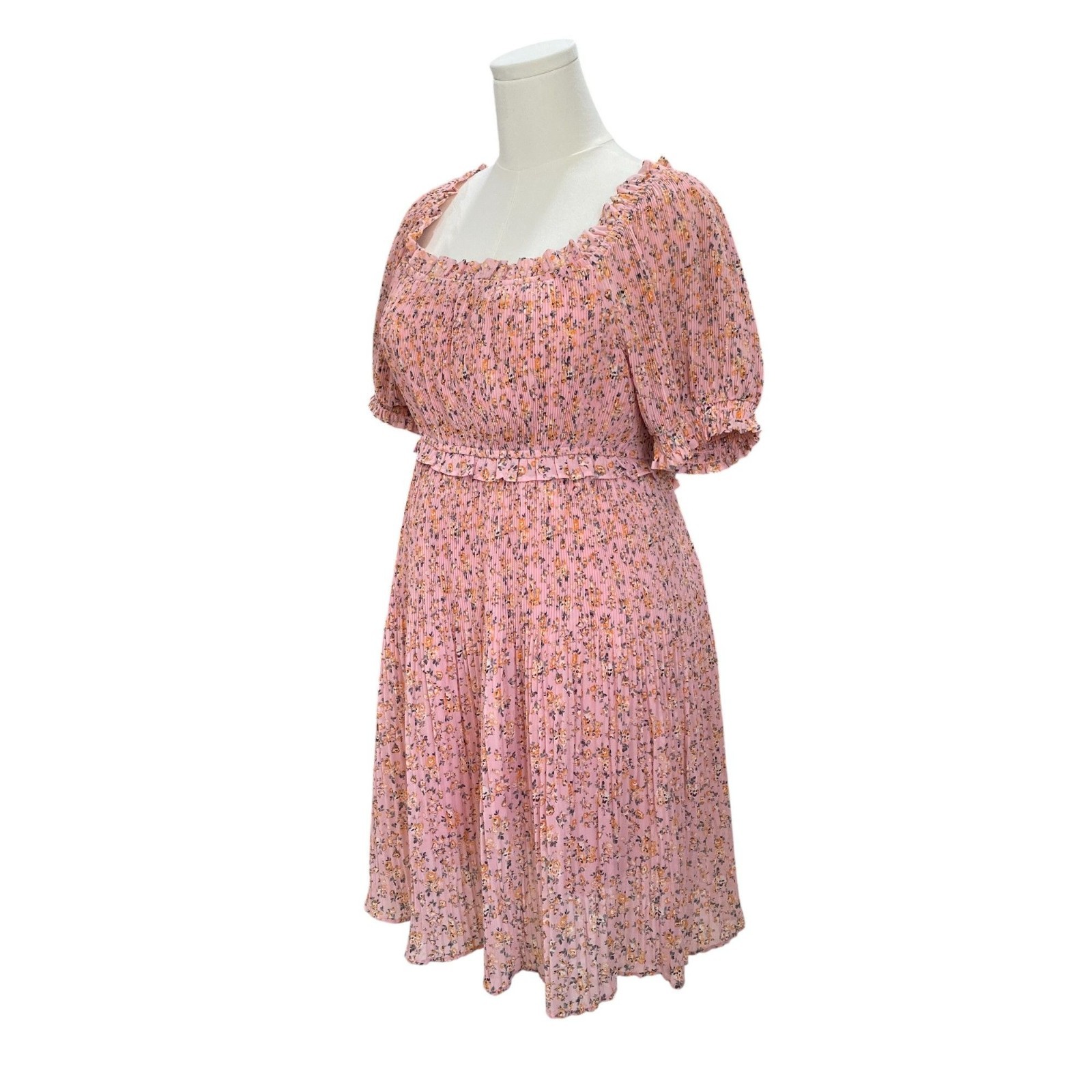 Beyond Words Pink Floral Puff Sleeve Cottagecore Spring Summer Dress XL