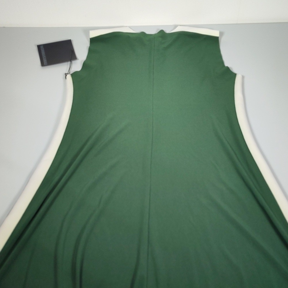 NWT Norma Kamali Side Stripe Sleeveless Swing Dress in Forest Green XS