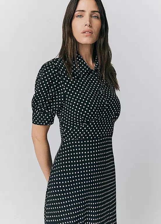 Ghost London Wilma Crepe Polka Dot Midi Tea Dress – Size 3XL – LB 3002