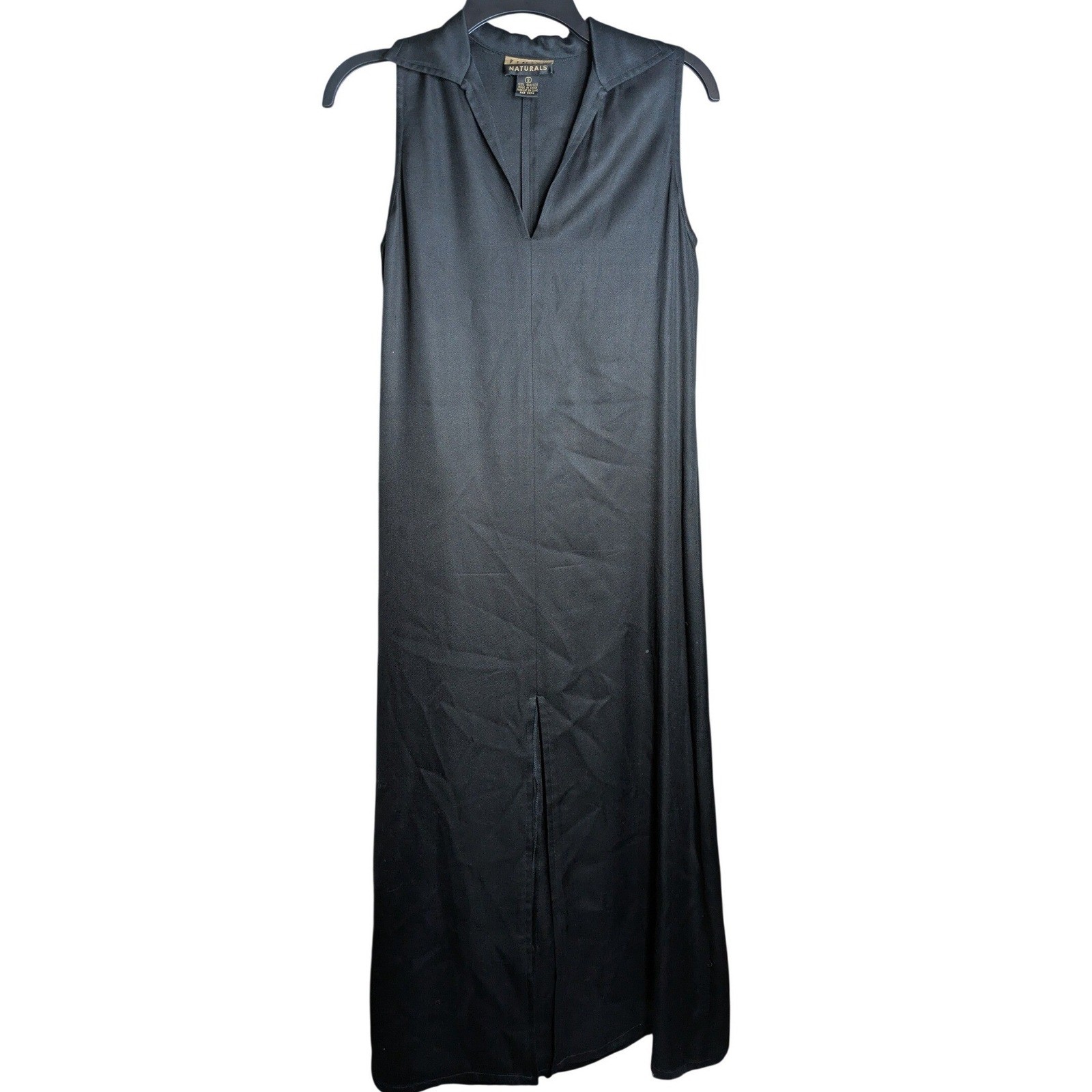 90s Corporate Goth Black Silk Sleeveless Maxi Dress Size 2