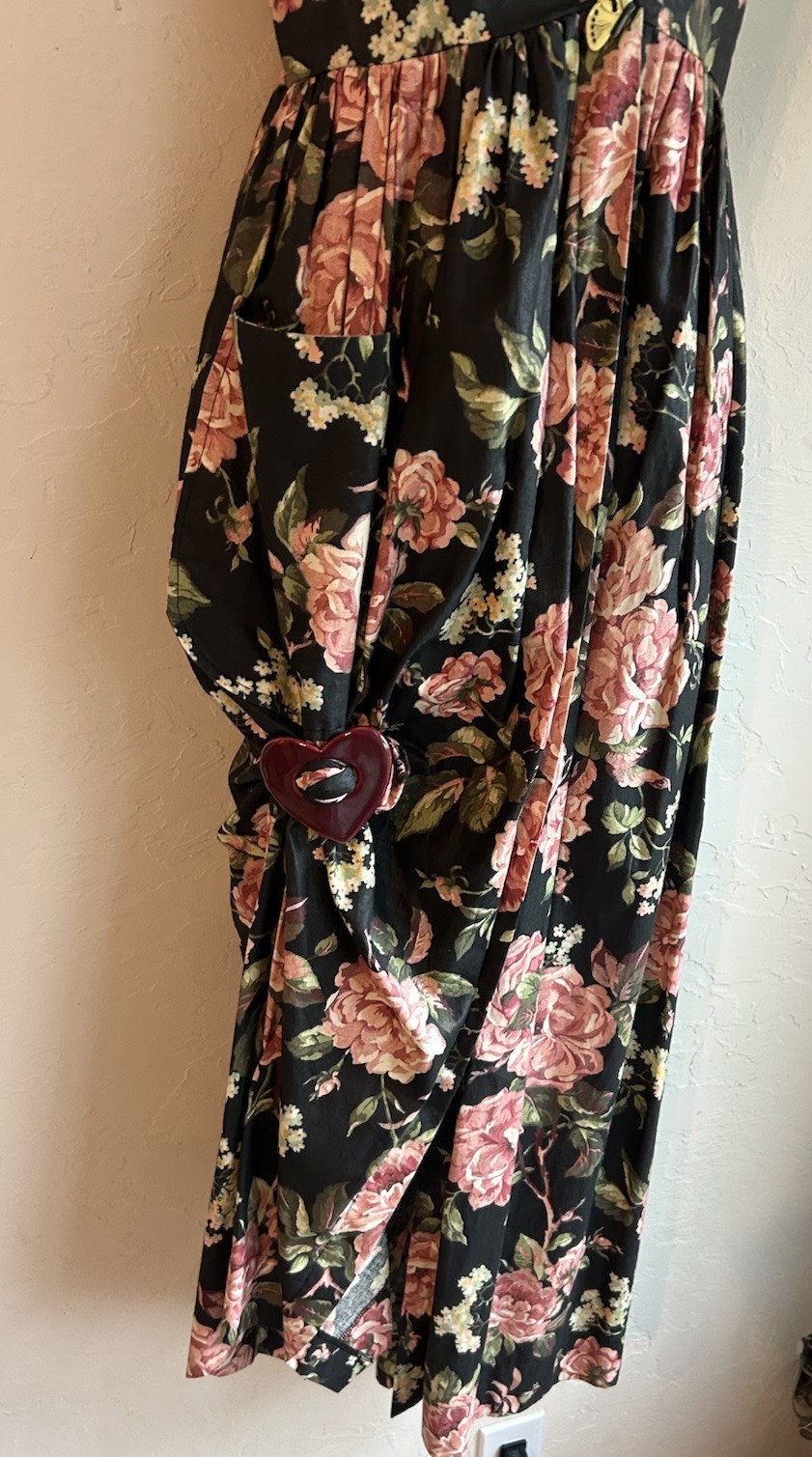 Vintage 80s 90s Pineapple Patch Overall Dress XS Midi Asymmetrical Cottagecore