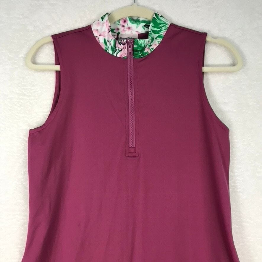 Tommy Bahama Activewear Dress Small Pockets Golf Tennis Prep Tropical 1/4 Zip **