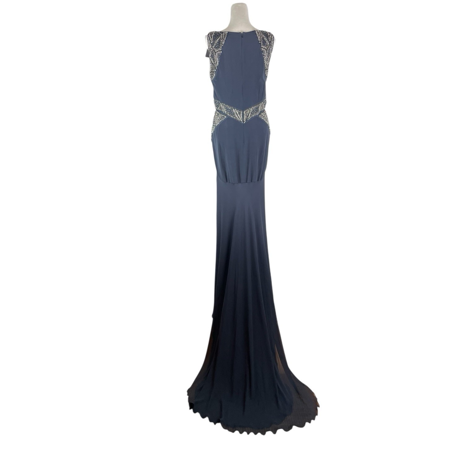AMANDA WAKELEY Jelena Navy Gown, Size AU/UK 14 US 10, Beaded Silk Evening Dress