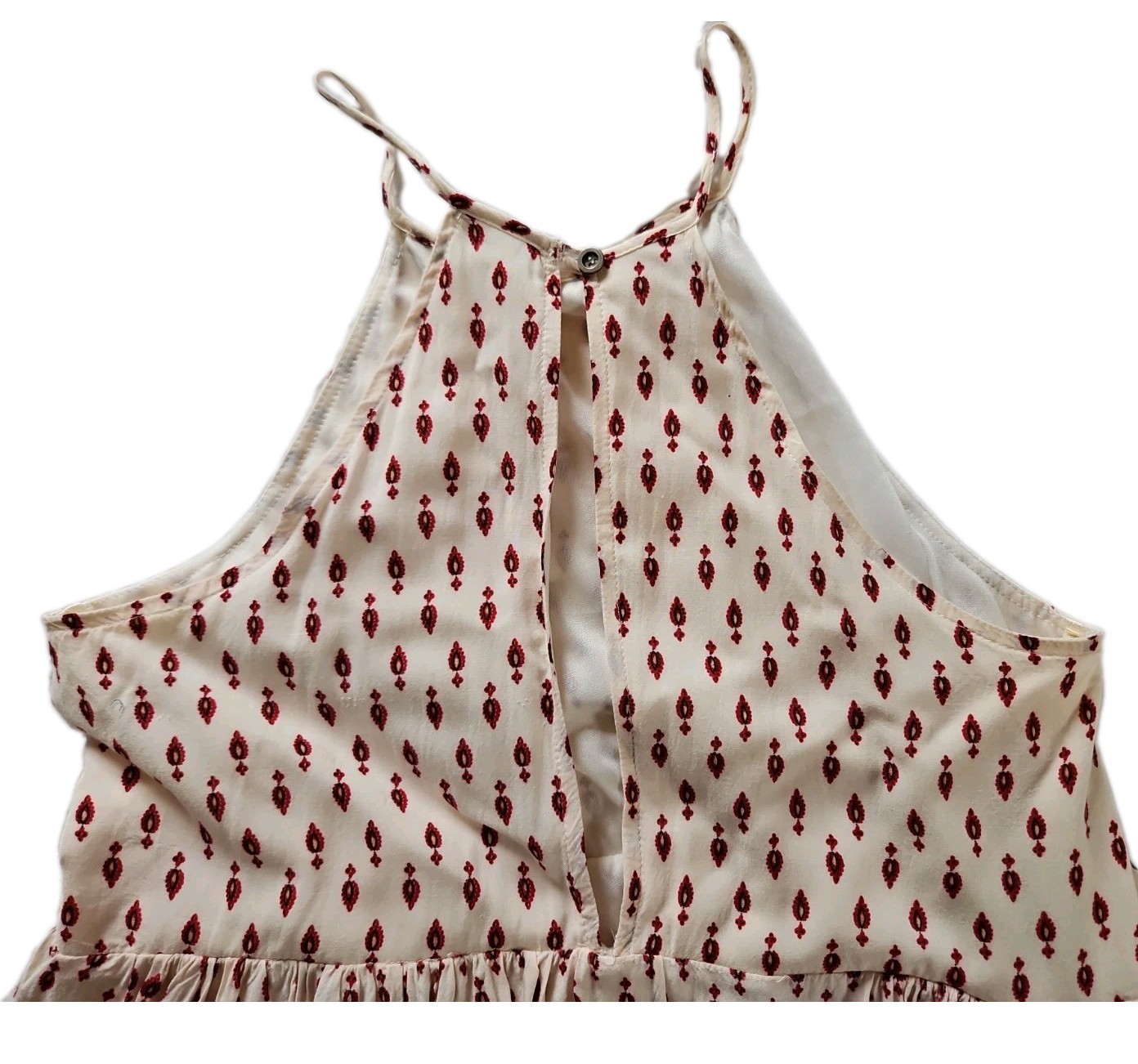 Lulus Summer Halter Dress Lined Spaghetti Straps Paisley Print Size Large