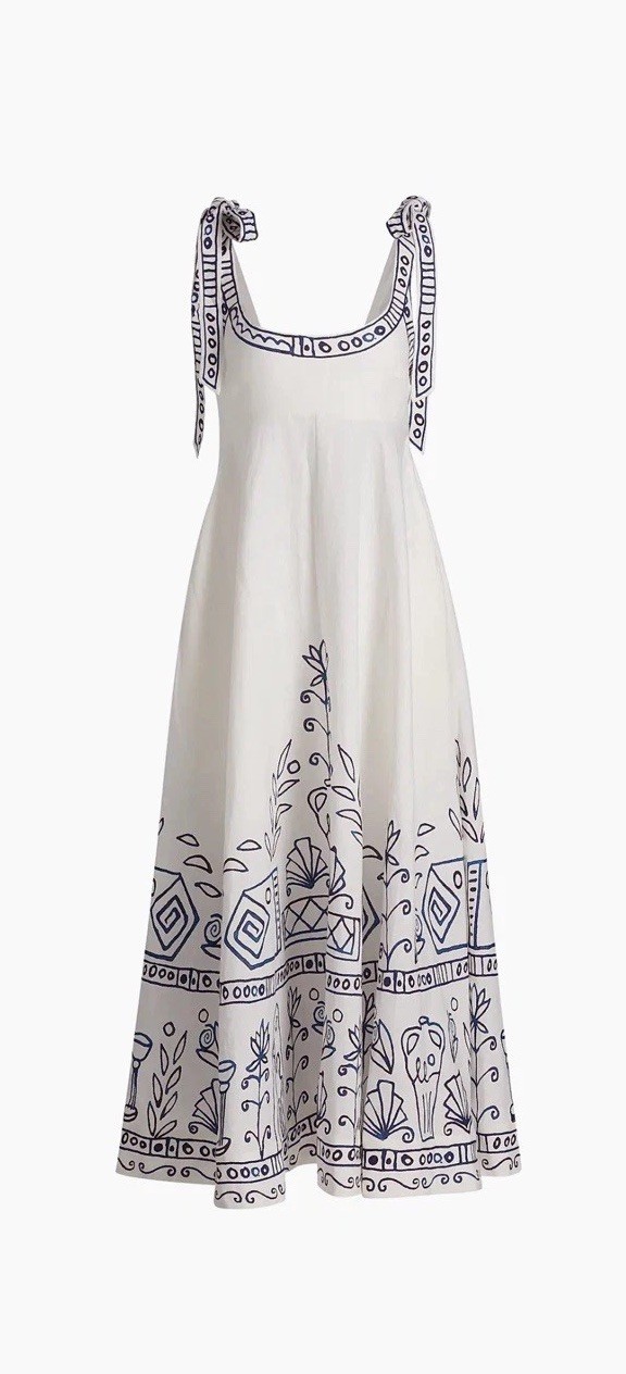 ALÉMAIS Leela Ballet Linen Midi Dress $690 Size US 6