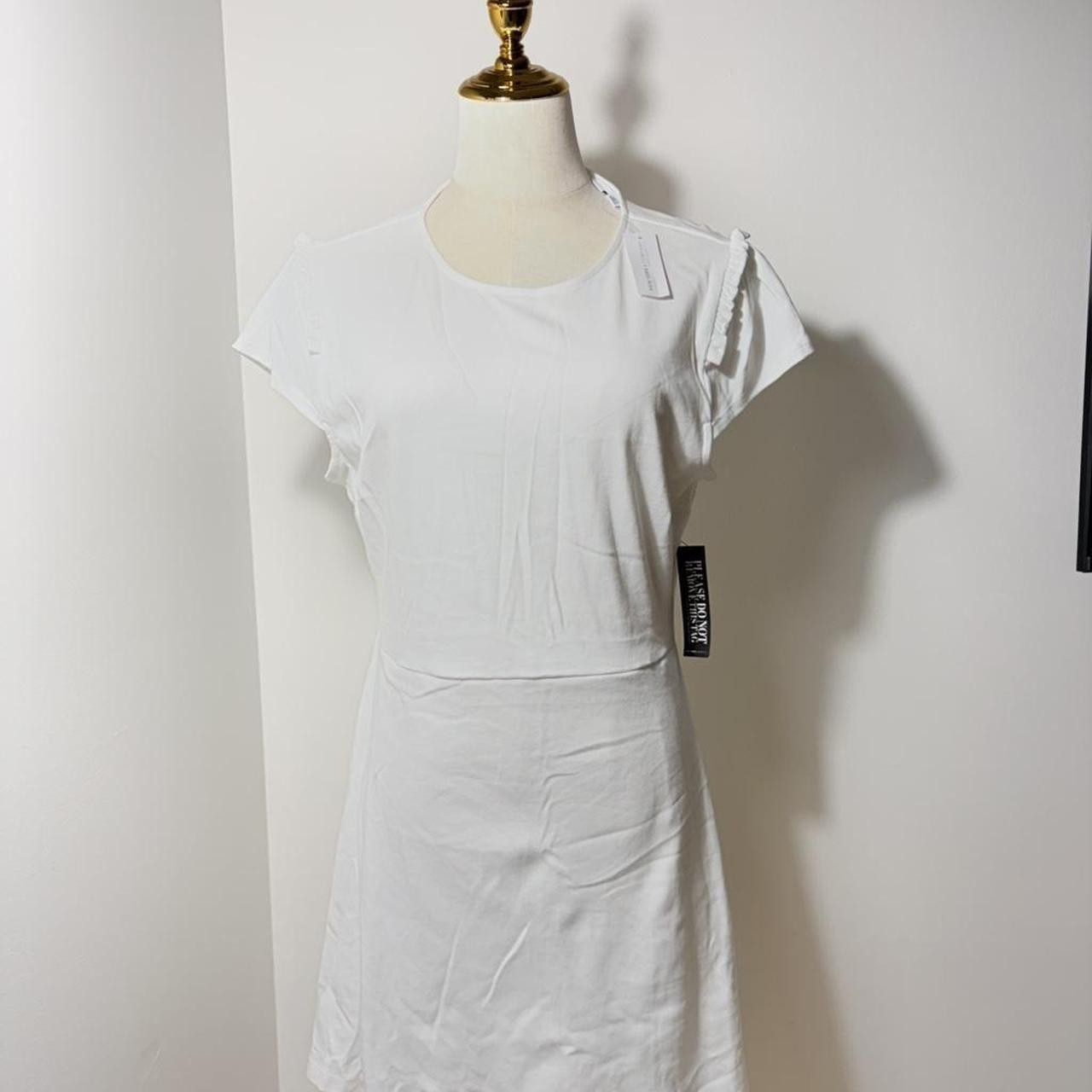 New York & Company White Cotton Ruffle Sleeve Dress Large Petite – New With Tags