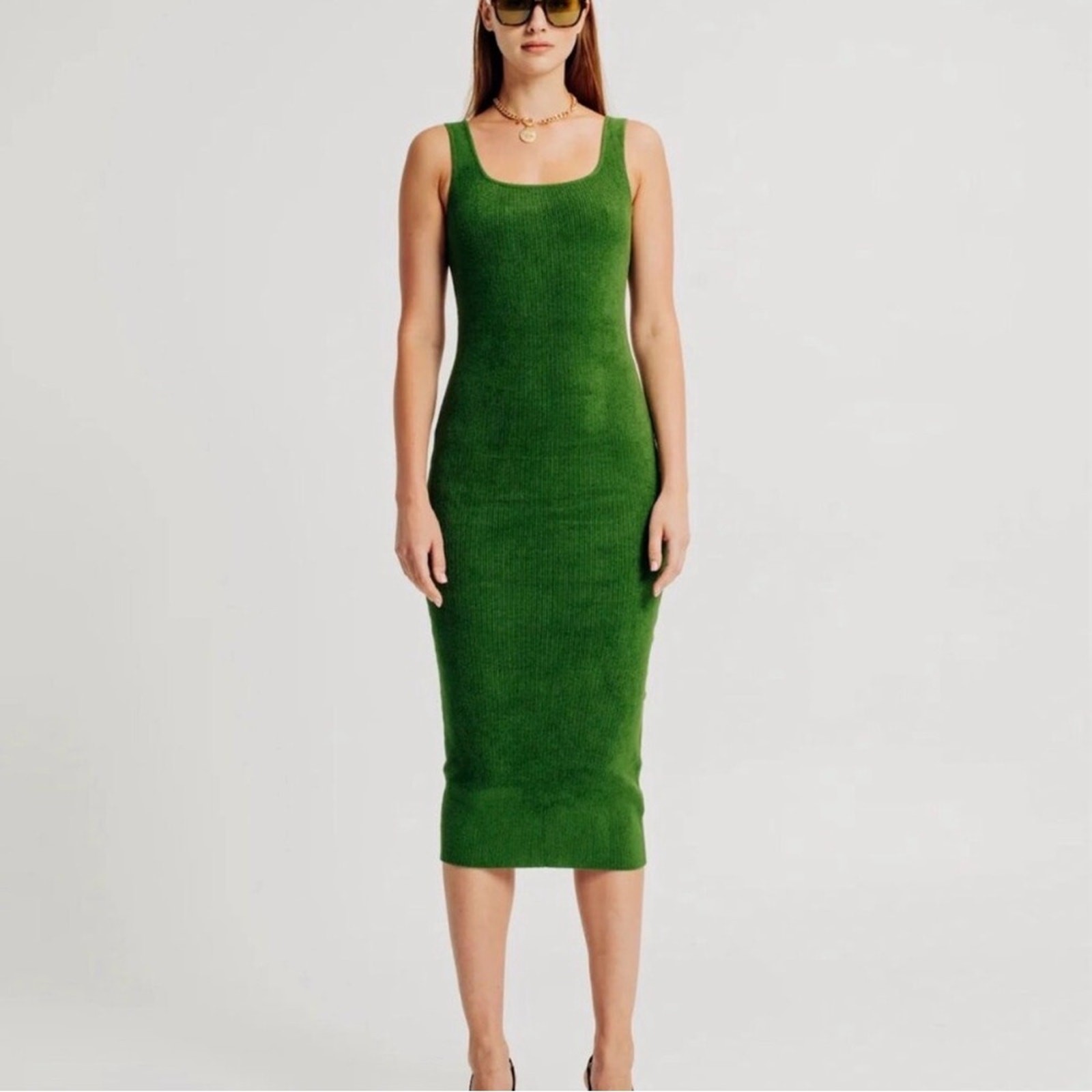 Torn By Ronny Kobo Gigi Moss Green Midi Dress Size Small