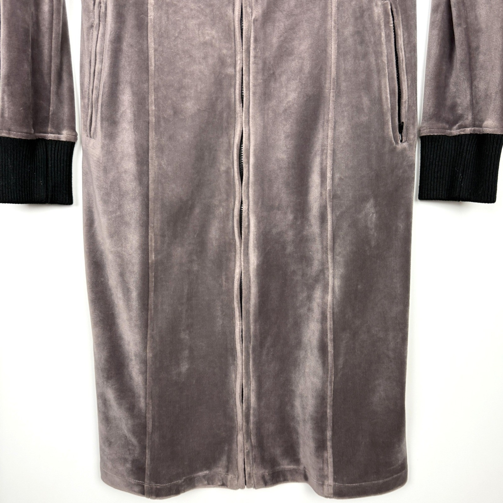 Opening Ceremony Zip-Front Long Sleeve Velour Track Dress Athleisure Grey Small