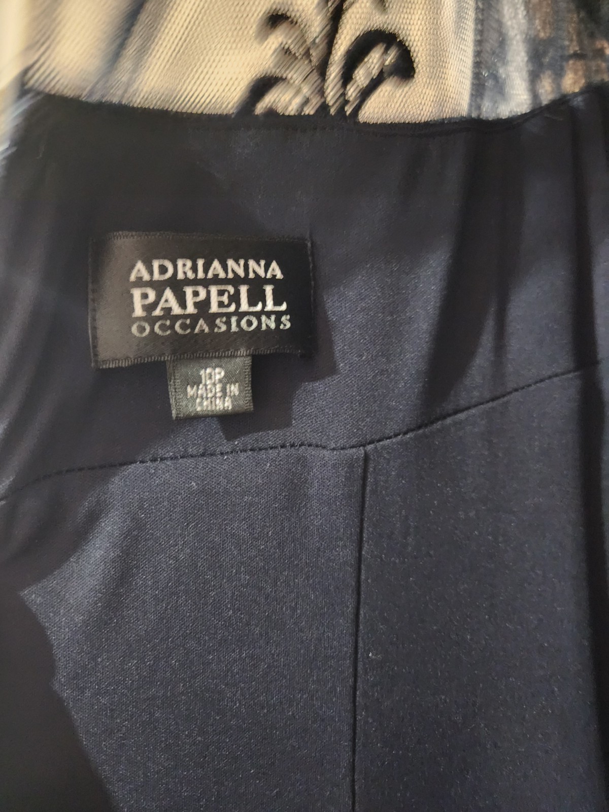 Adrianna Papell Occasions Navy Sequin Formal Evening Gown Petite 10P Dress