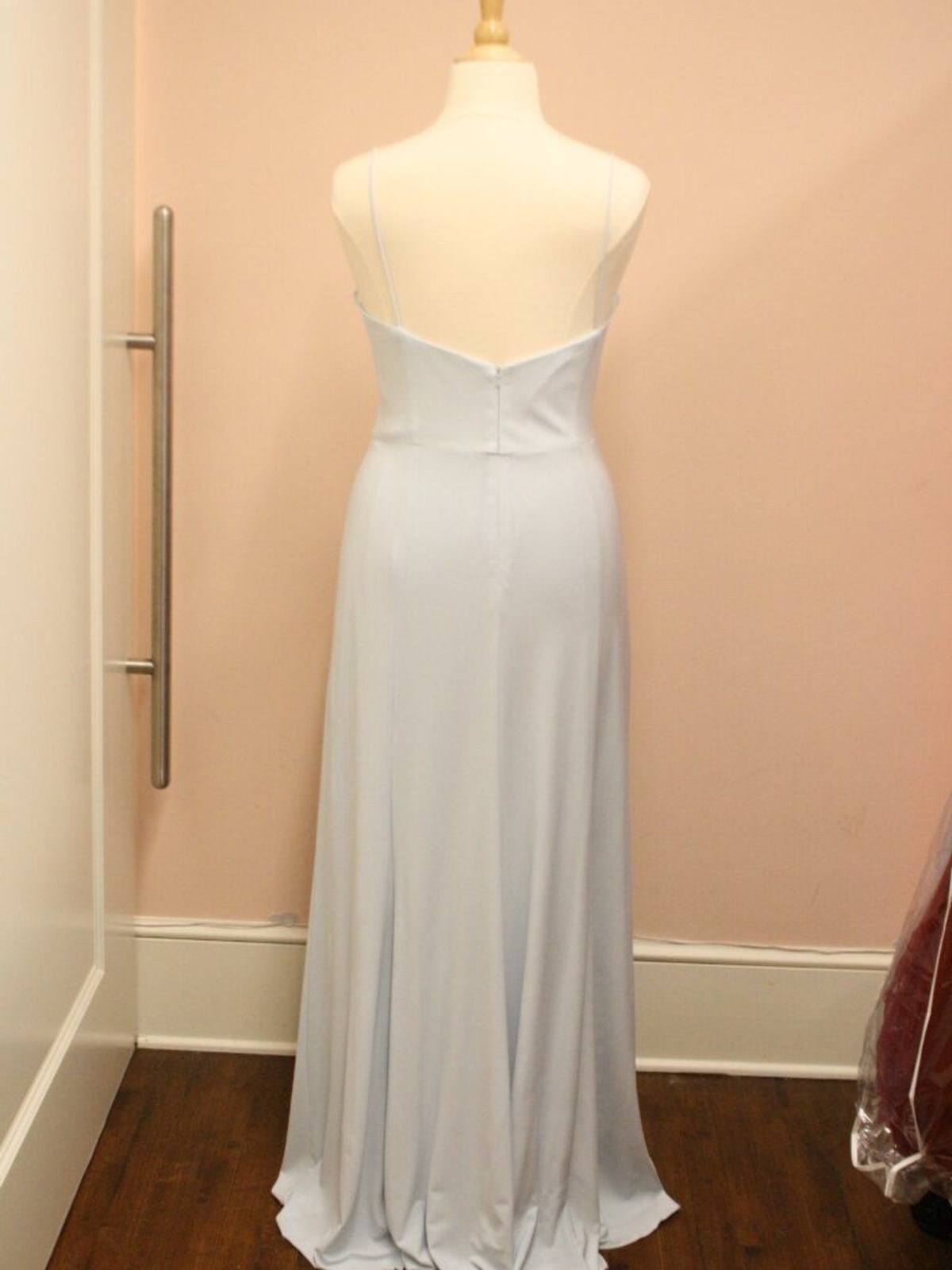 Long Formal Ice Blue Bridesmaid Dress. Comfortable Stretch Jersey Amsale Novelle