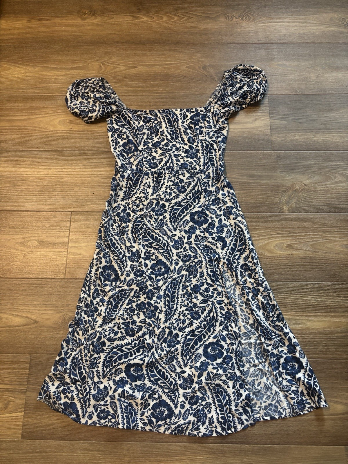 Mi Ami for Francesca’s blue floral cottage core feminine front slit maxi dress S