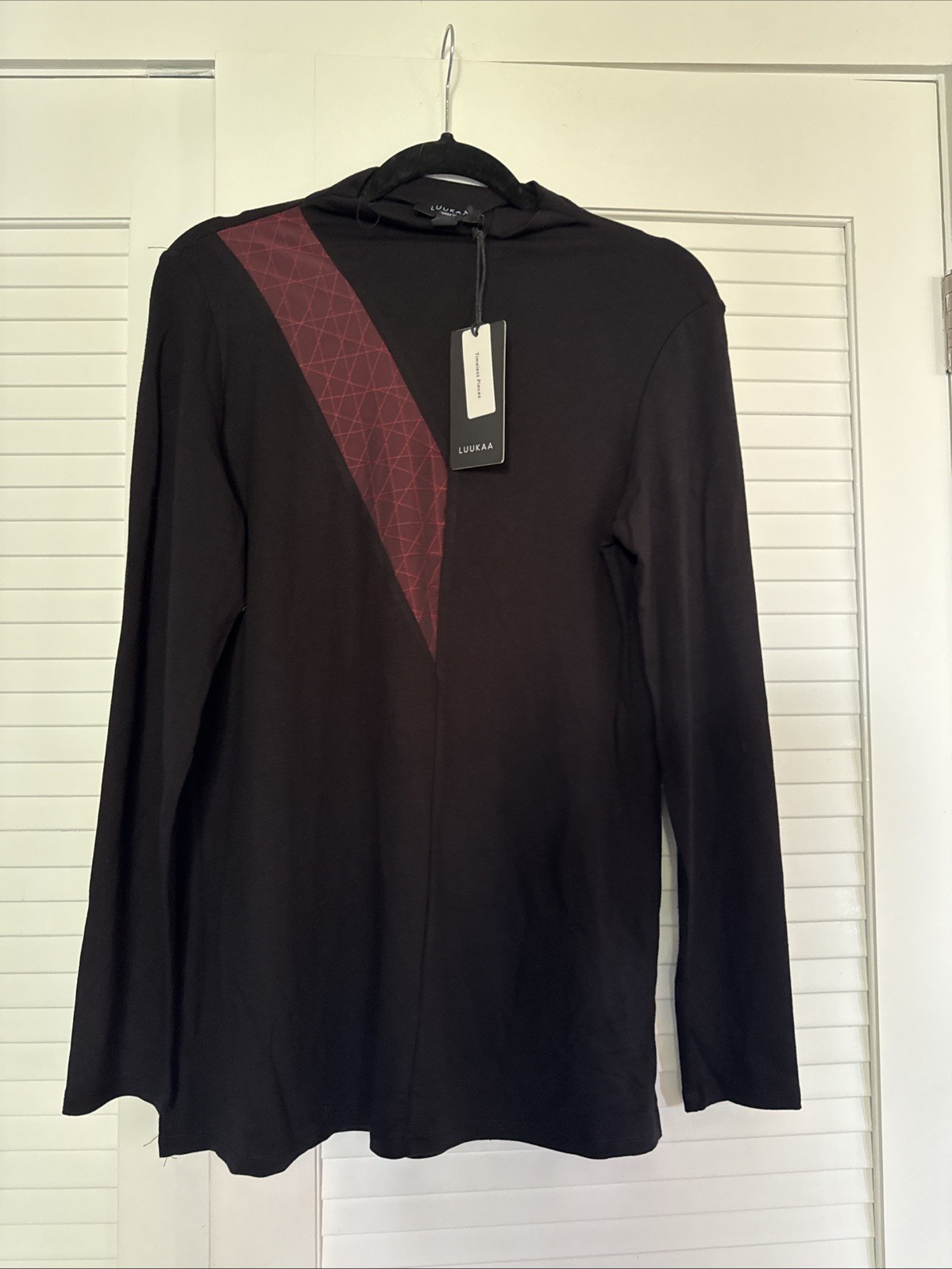 Luukaa New Without Tags Black burgundy Dress Tunic Sz 8 Knee Length