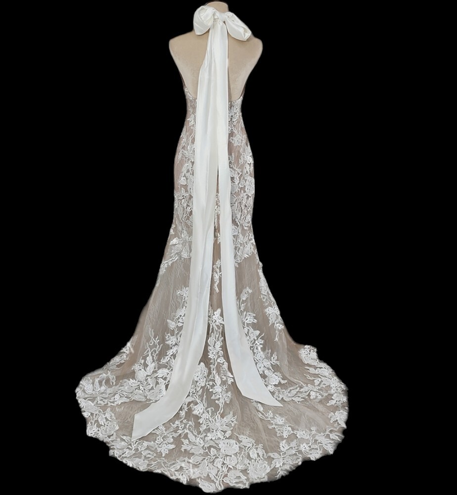 Mermaid Wedding Dress Halter Neck Beaded Lace Backless Bohemian Vintage Tulle