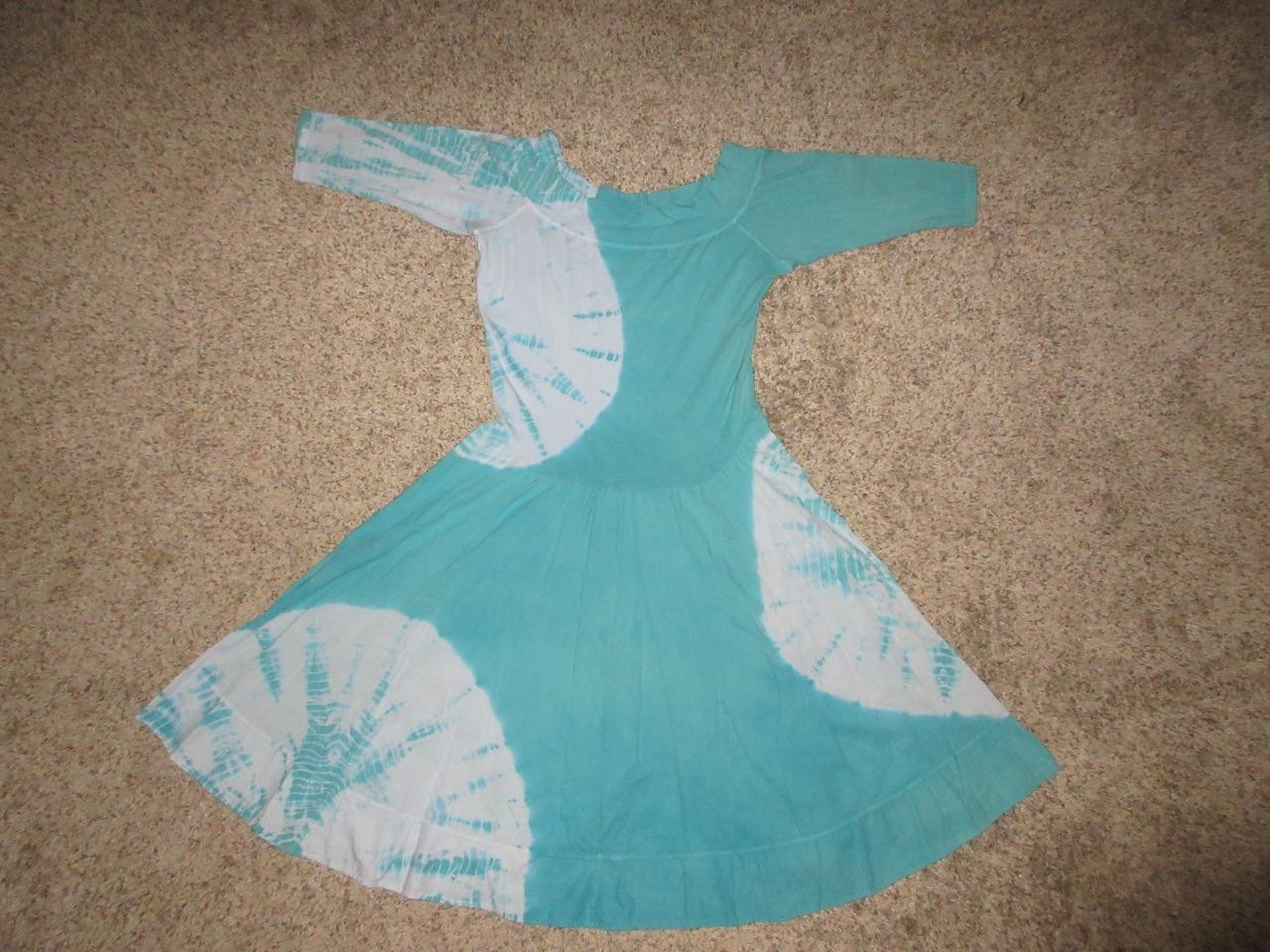 LUNA LUZ OFF SHOULDER GREEN TIE DYE DRESS SZ XL FIT FLARE MADE USA COTTON BLEND