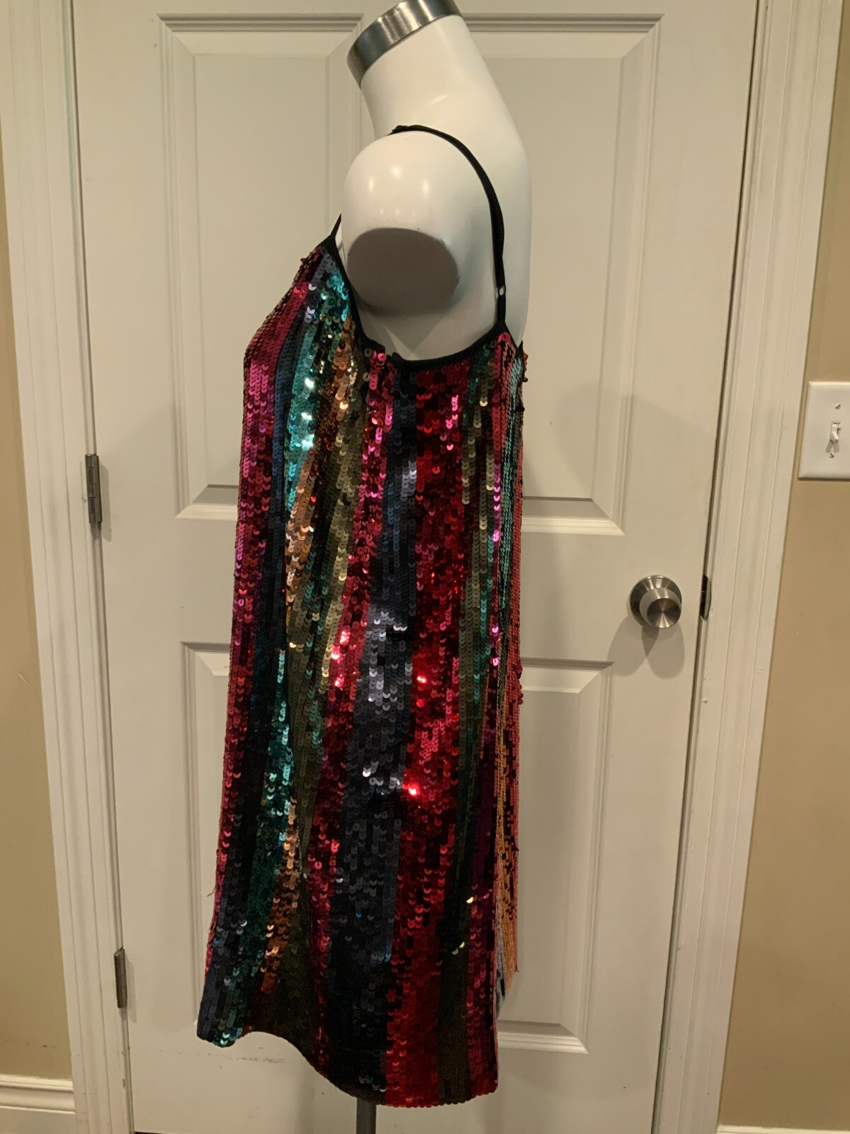 Tanya Taylor Rainbow Sequin Stripe Mini Dress NEW $595, Size 8, $595