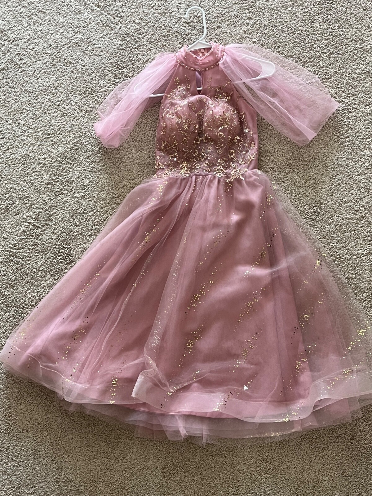 Pink and Gold Dazzle Sleeveless / Pink Gauze Sleeve Sparkle Princess Dress